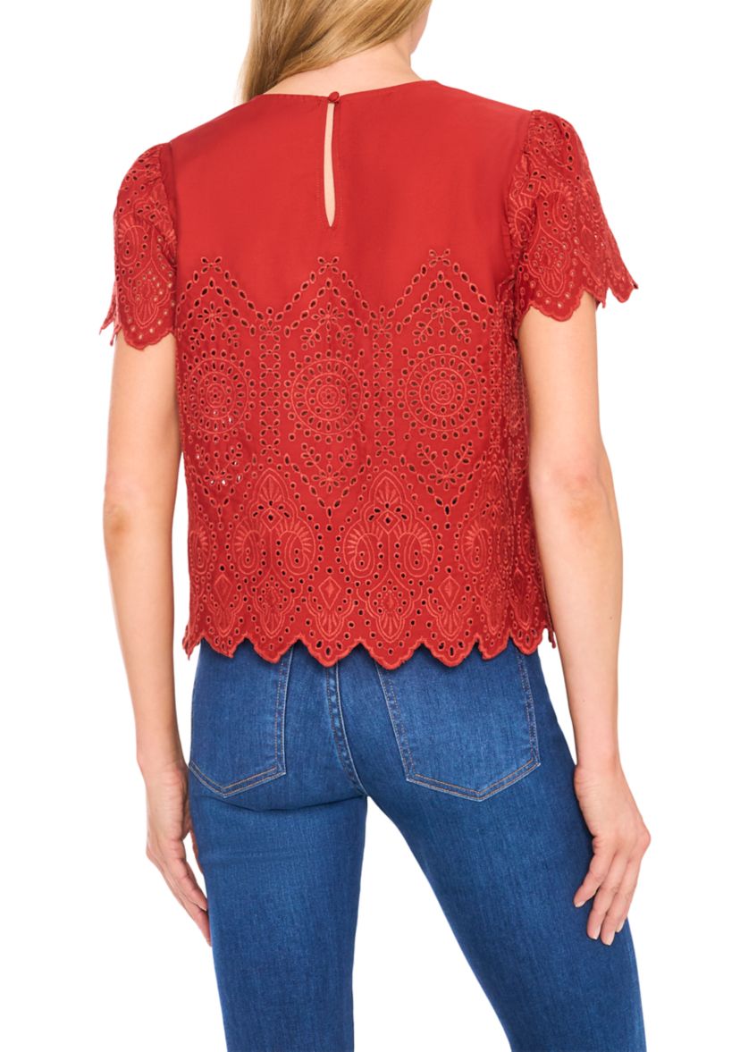 Womens Eyelet Cotton Top