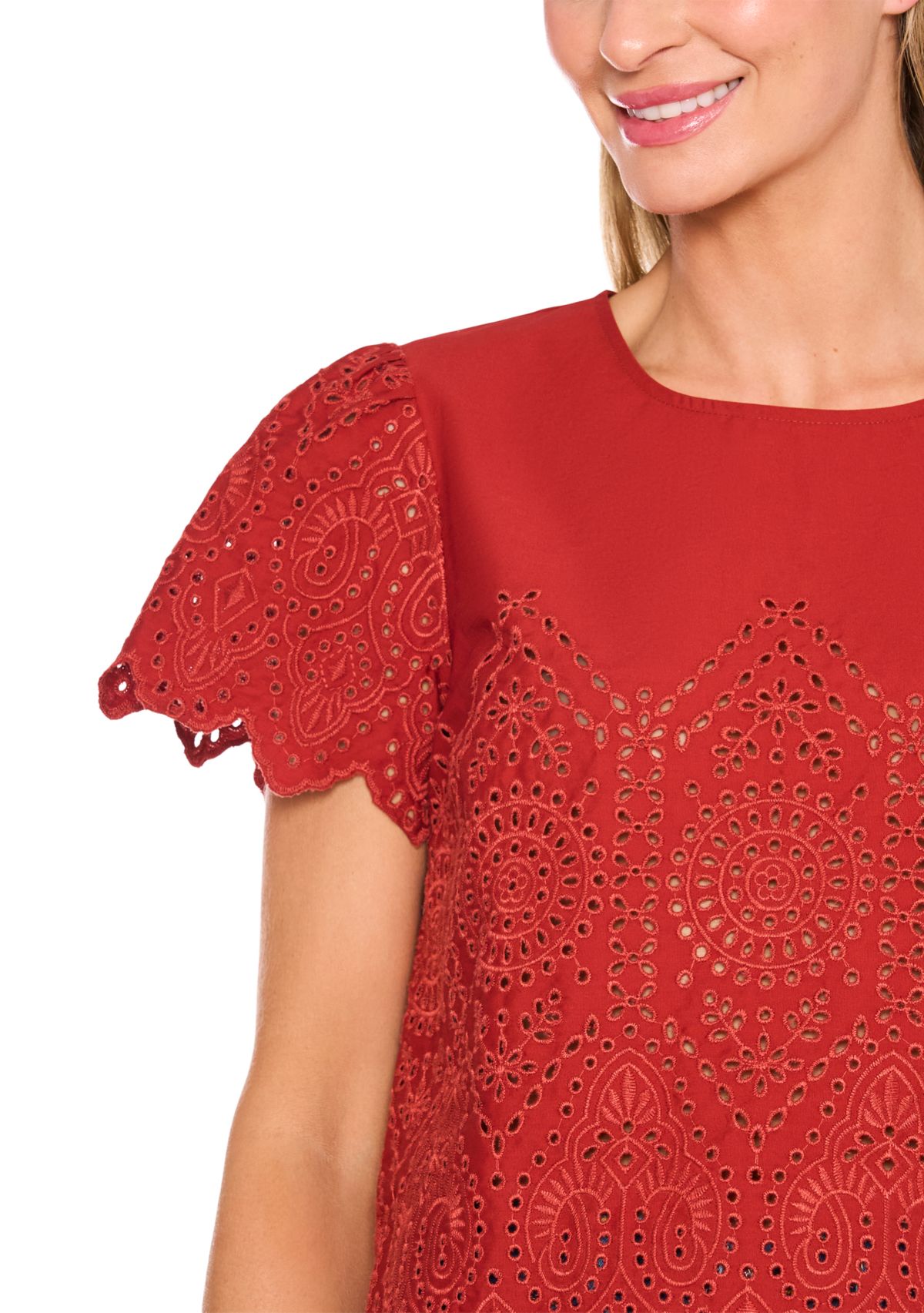 Womens Eyelet Cotton Top