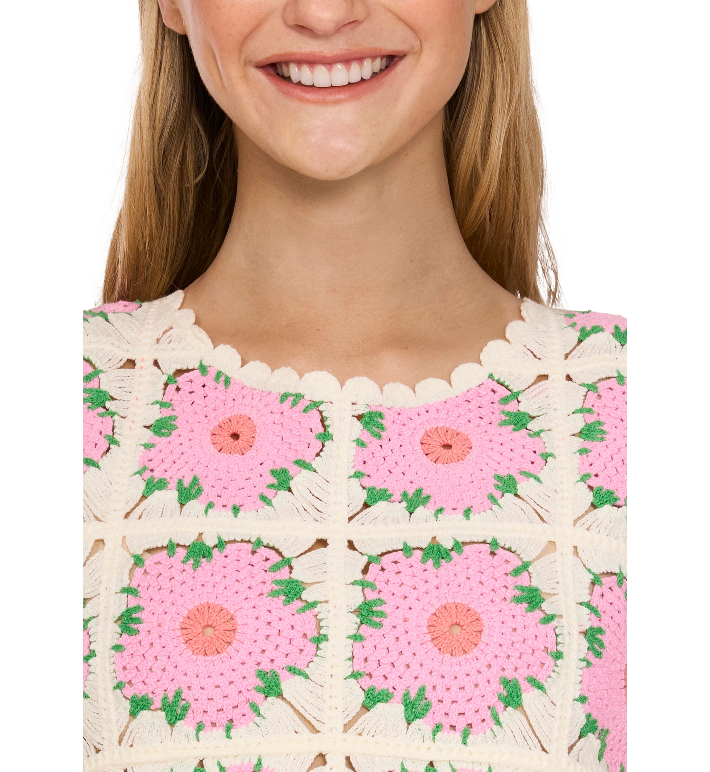 Womens Multicolor Floral Crochet Tank Top