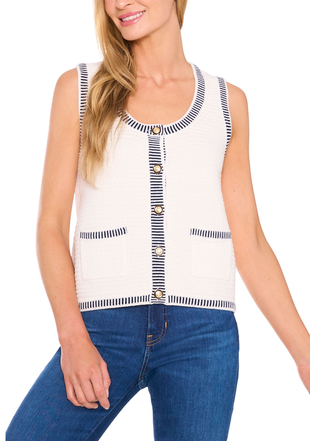 Womens Scoop Neck Crochet Tapered Tank Top