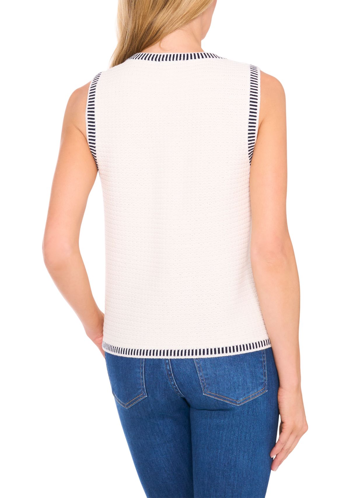 Womens Scoop Neck Crochet Tapered Tank Top