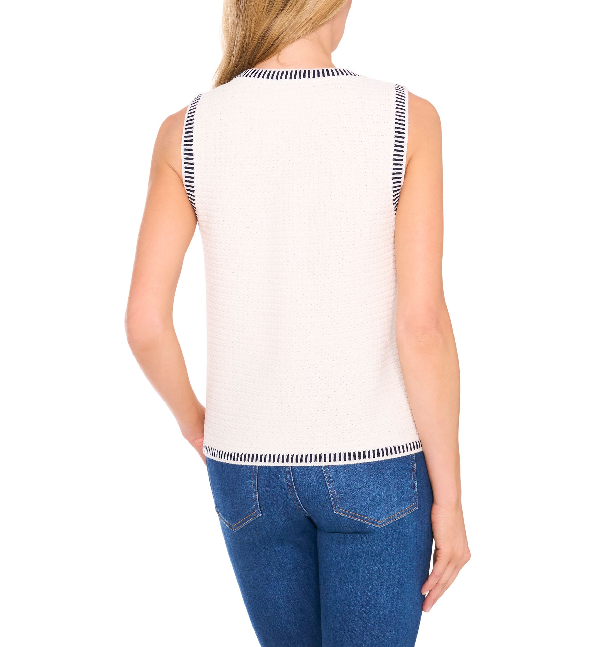 Womens Scoop Neck Crochet Tapered Tank Top
