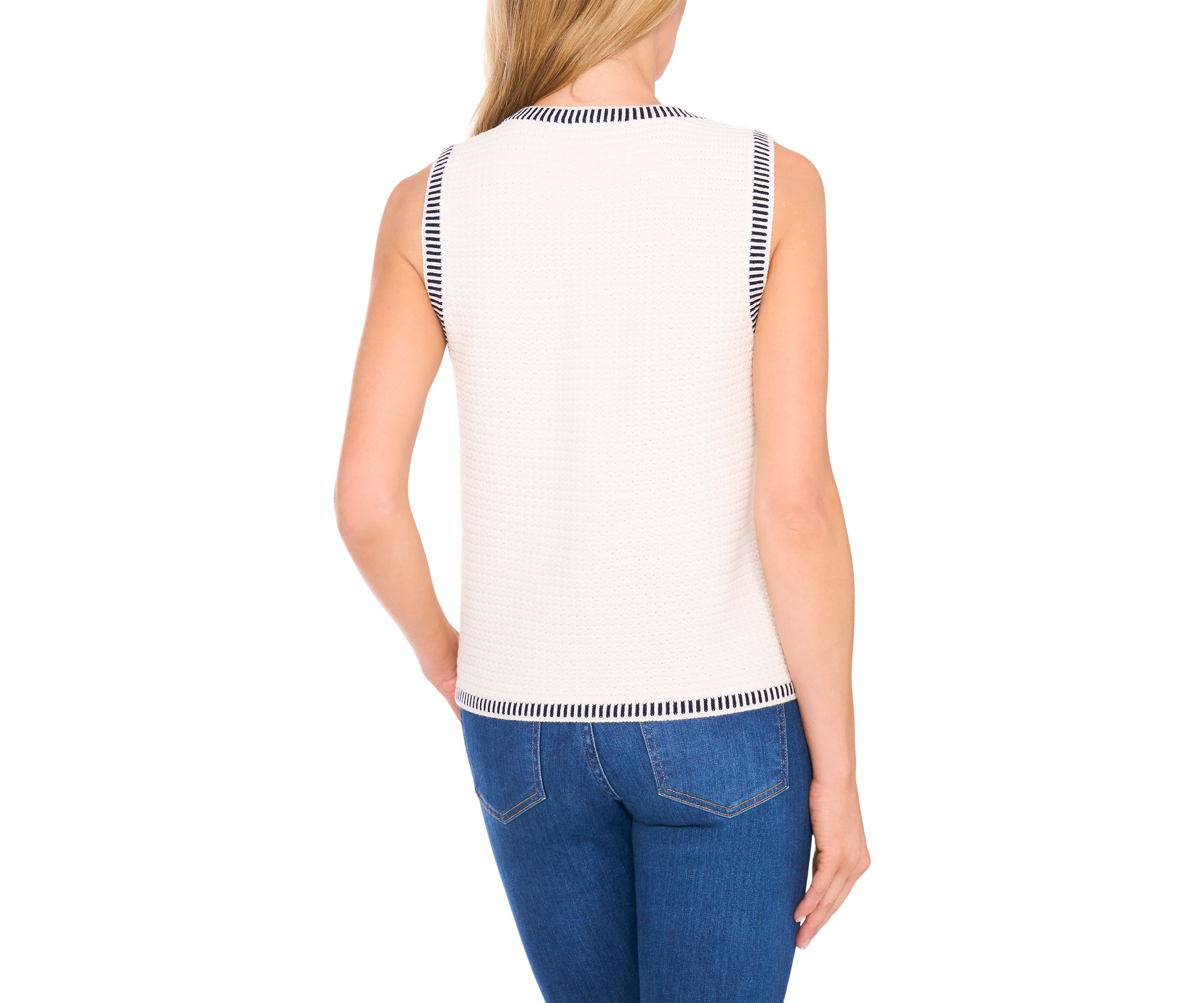 Womens Scoop Neck Crochet Tapered Tank Top