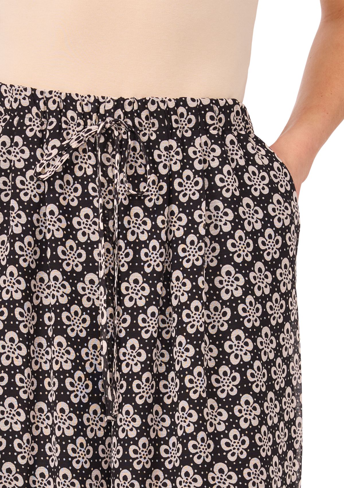 Womens Border Printed Wide Leg Pants