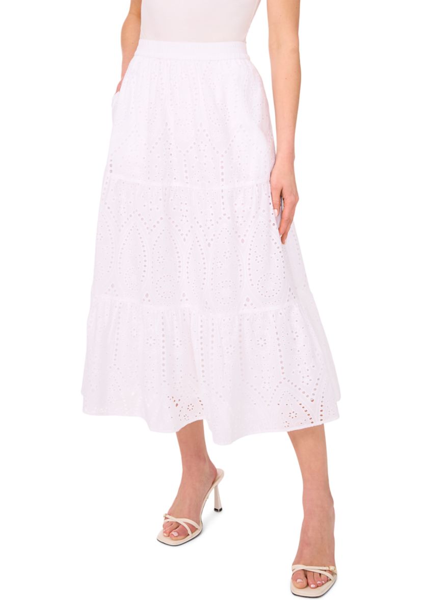Womens Tiered Eyelet Skirt