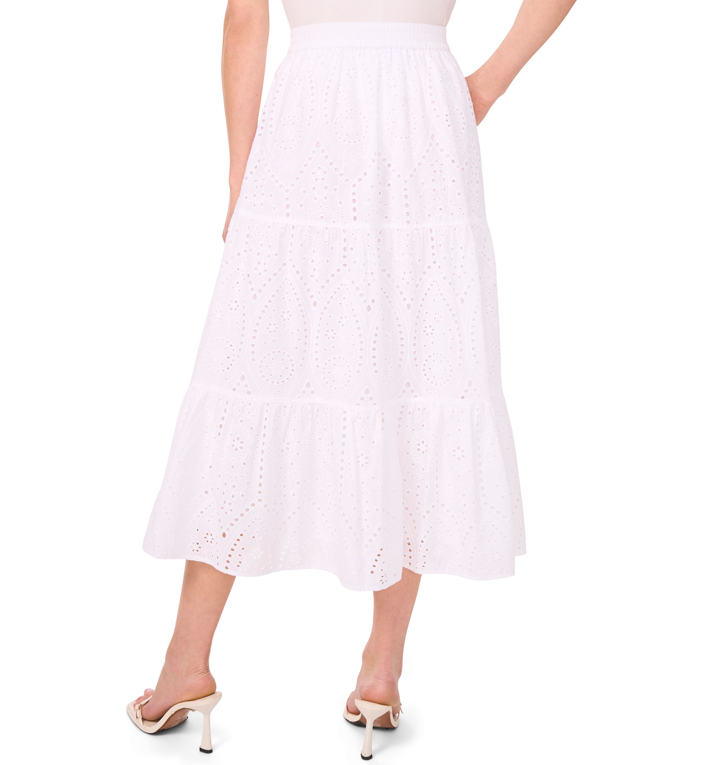 Womens Tiered Eyelet Skirt