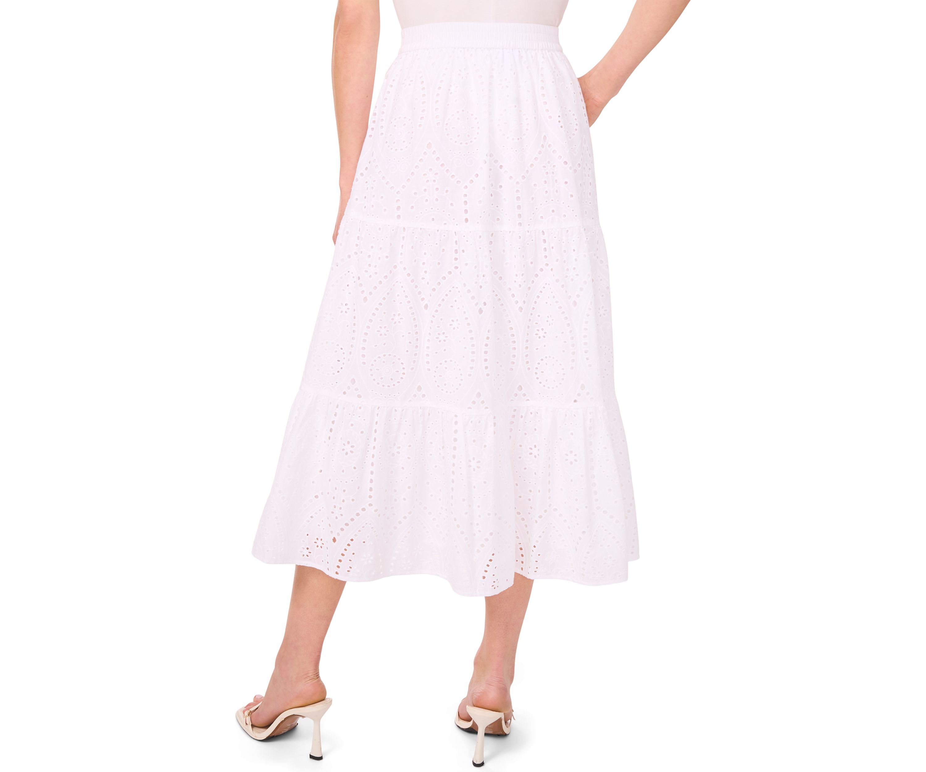 Womens Tiered Eyelet Skirt