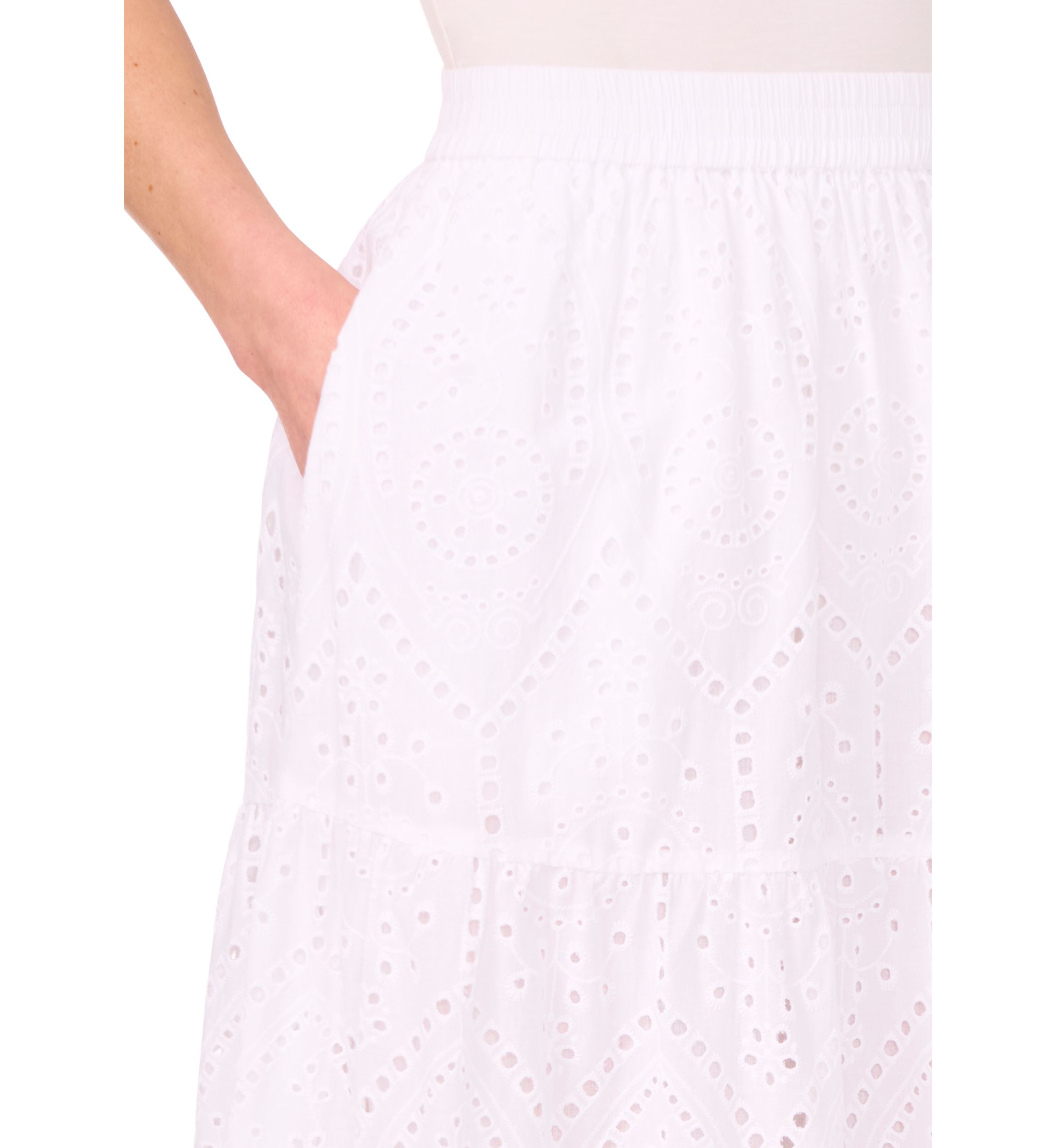 Womens Tiered Eyelet Skirt