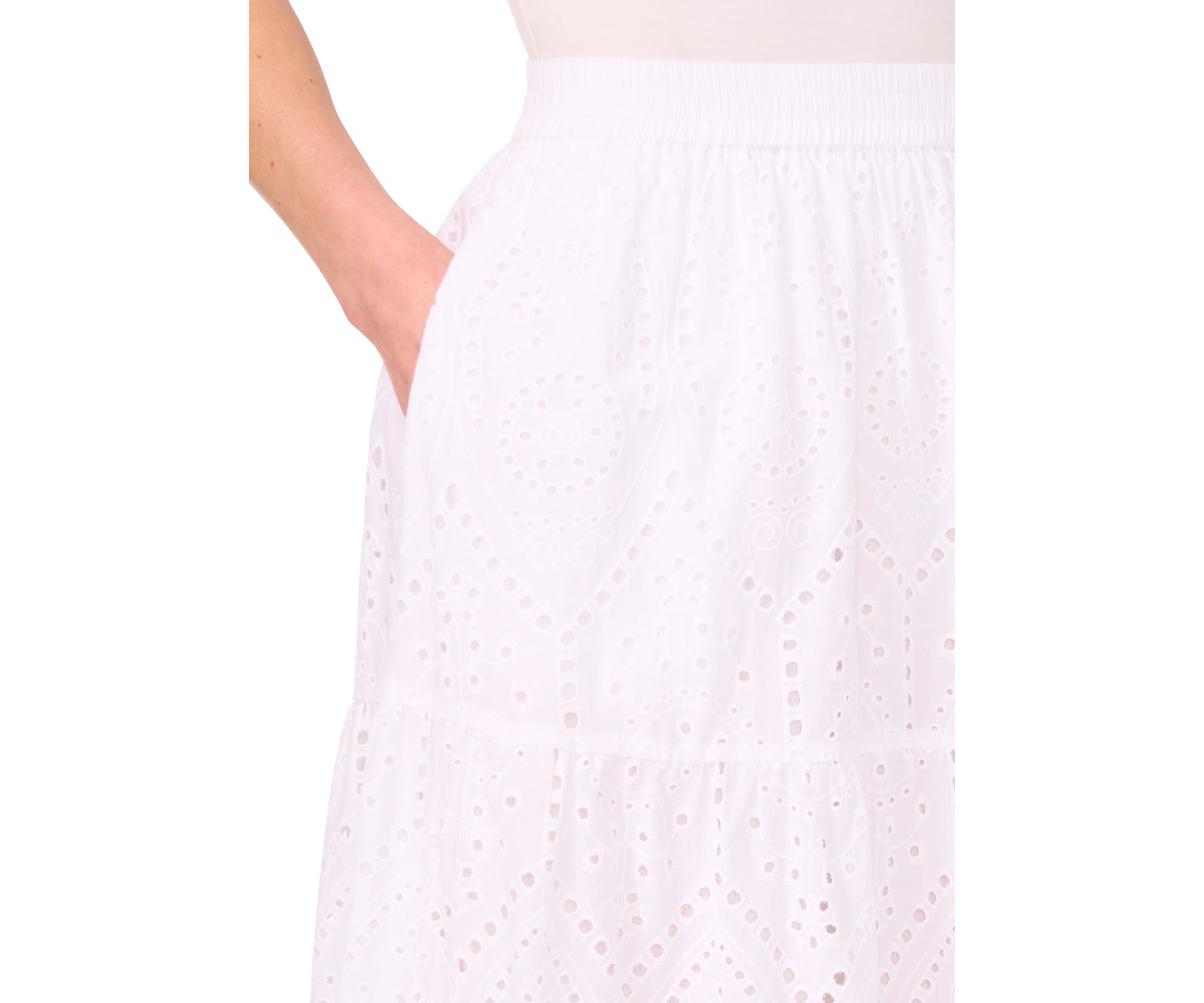 Womens Tiered Eyelet Skirt