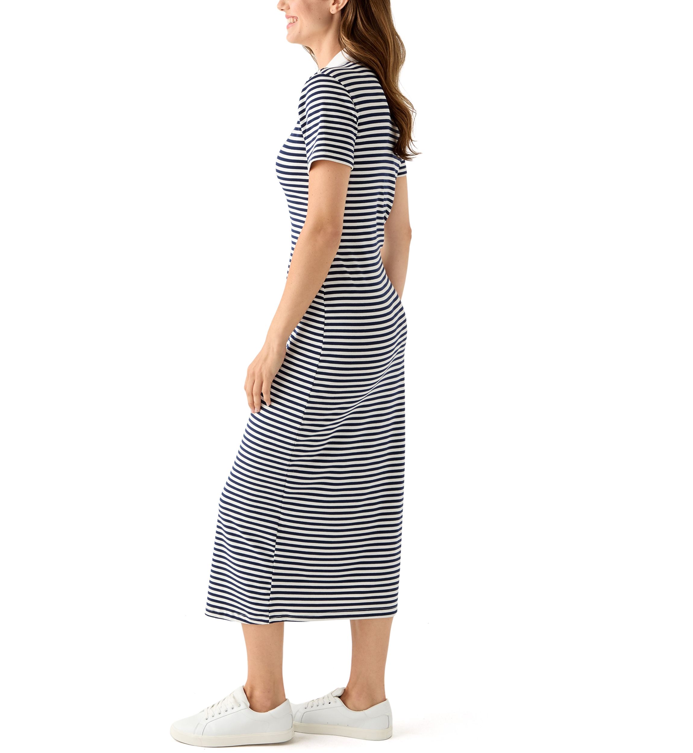 Womens Striped Knit Midi Dress