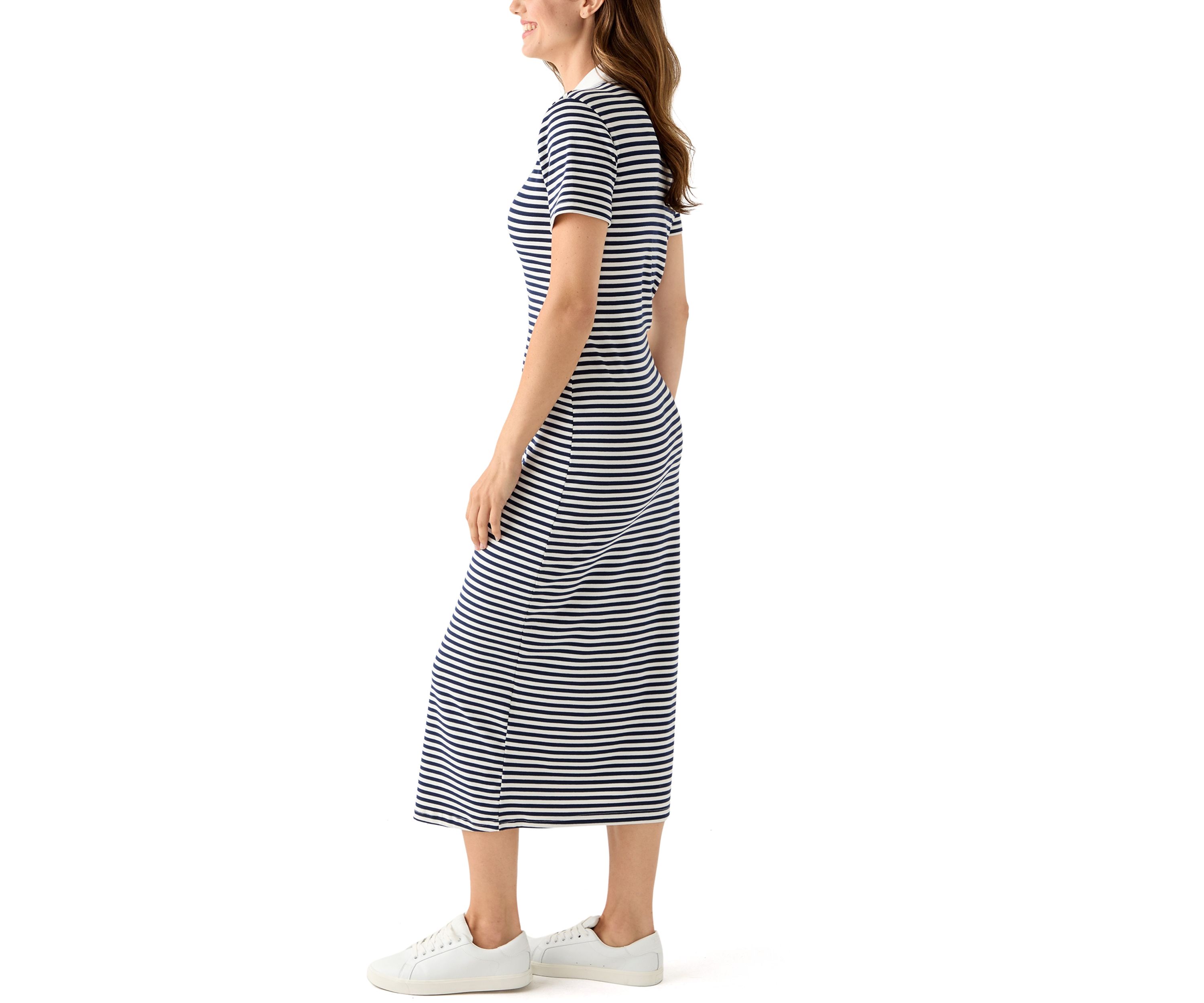 Womens Striped Knit Midi Dress
