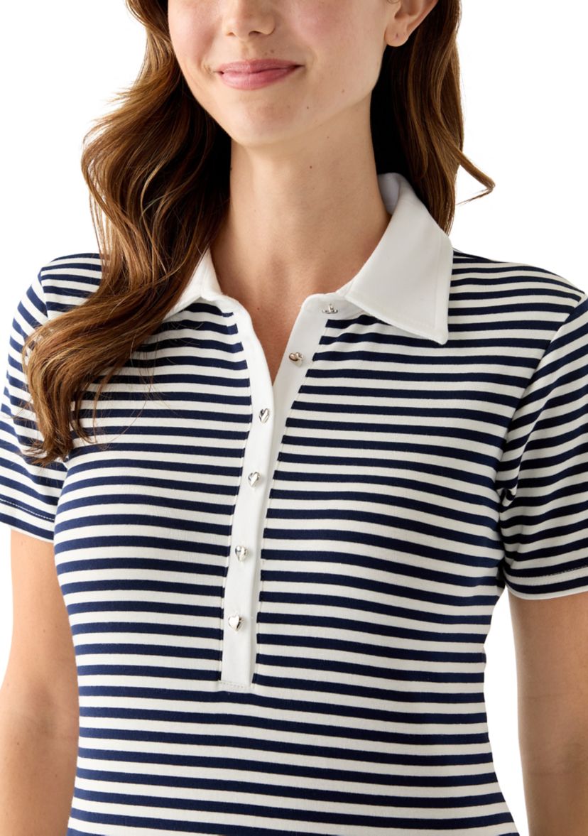 Womens Striped Knit Midi Dress