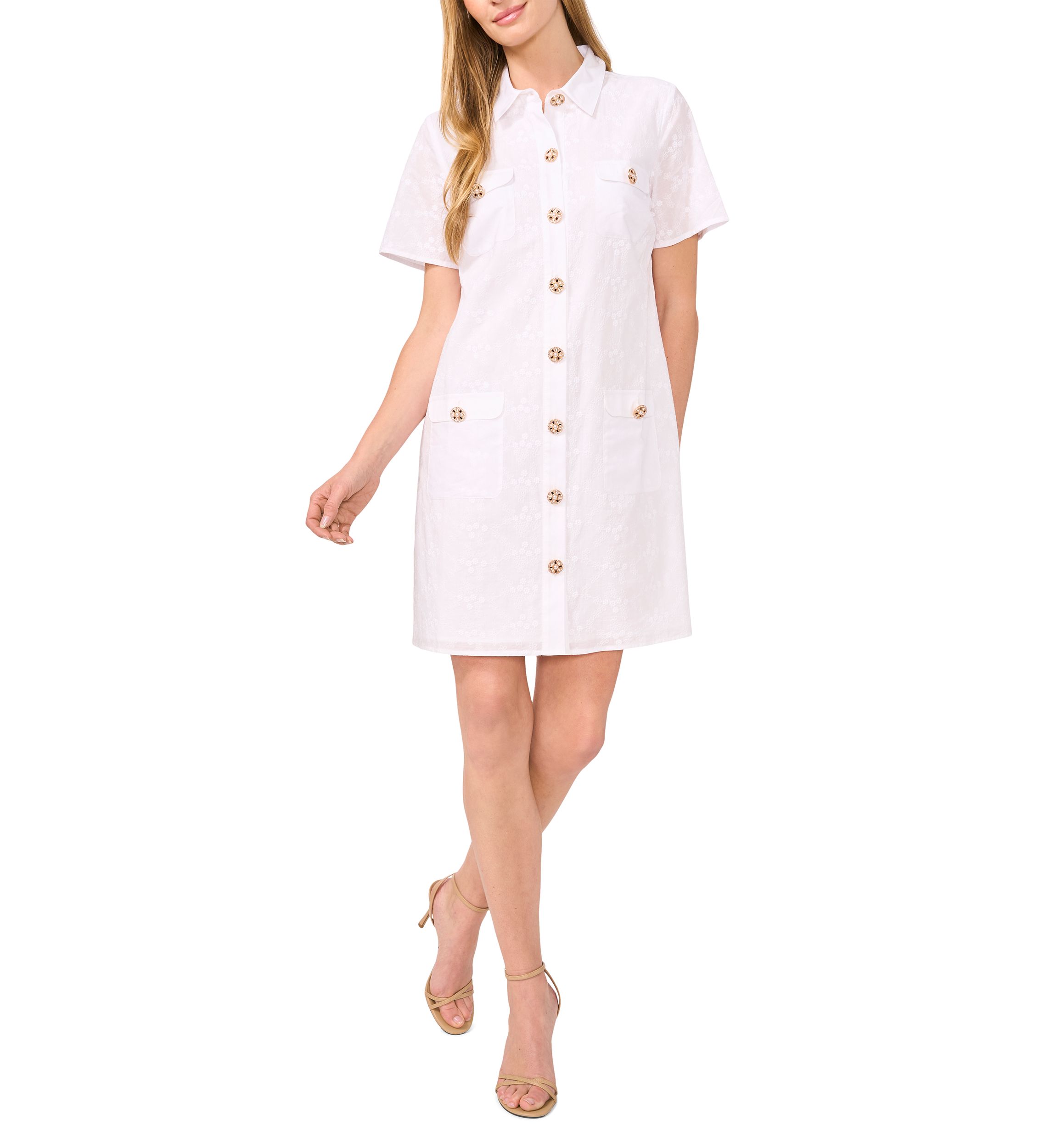 Womens Eyelet Trim Dress
