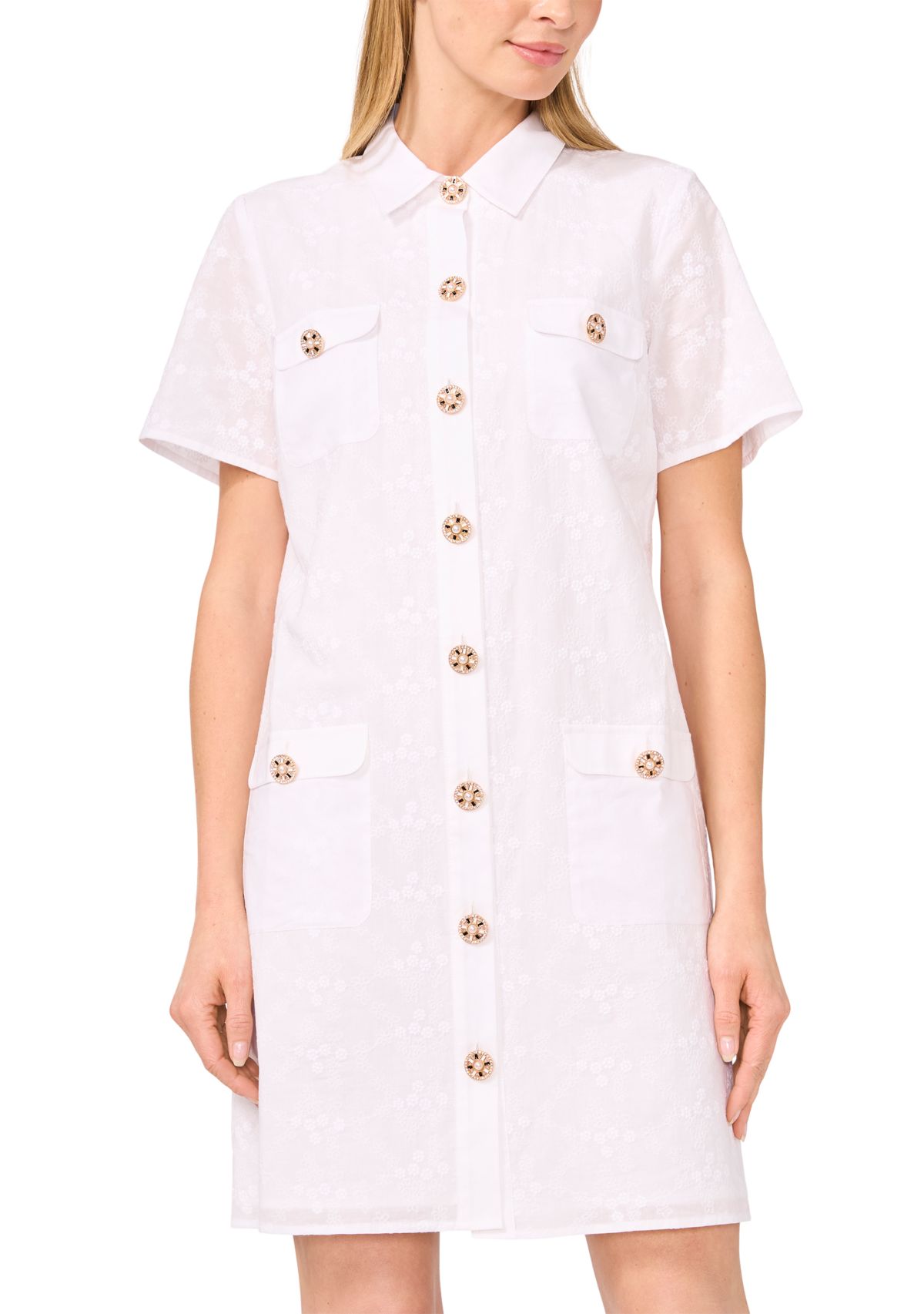 Womens Eyelet Trim Dress