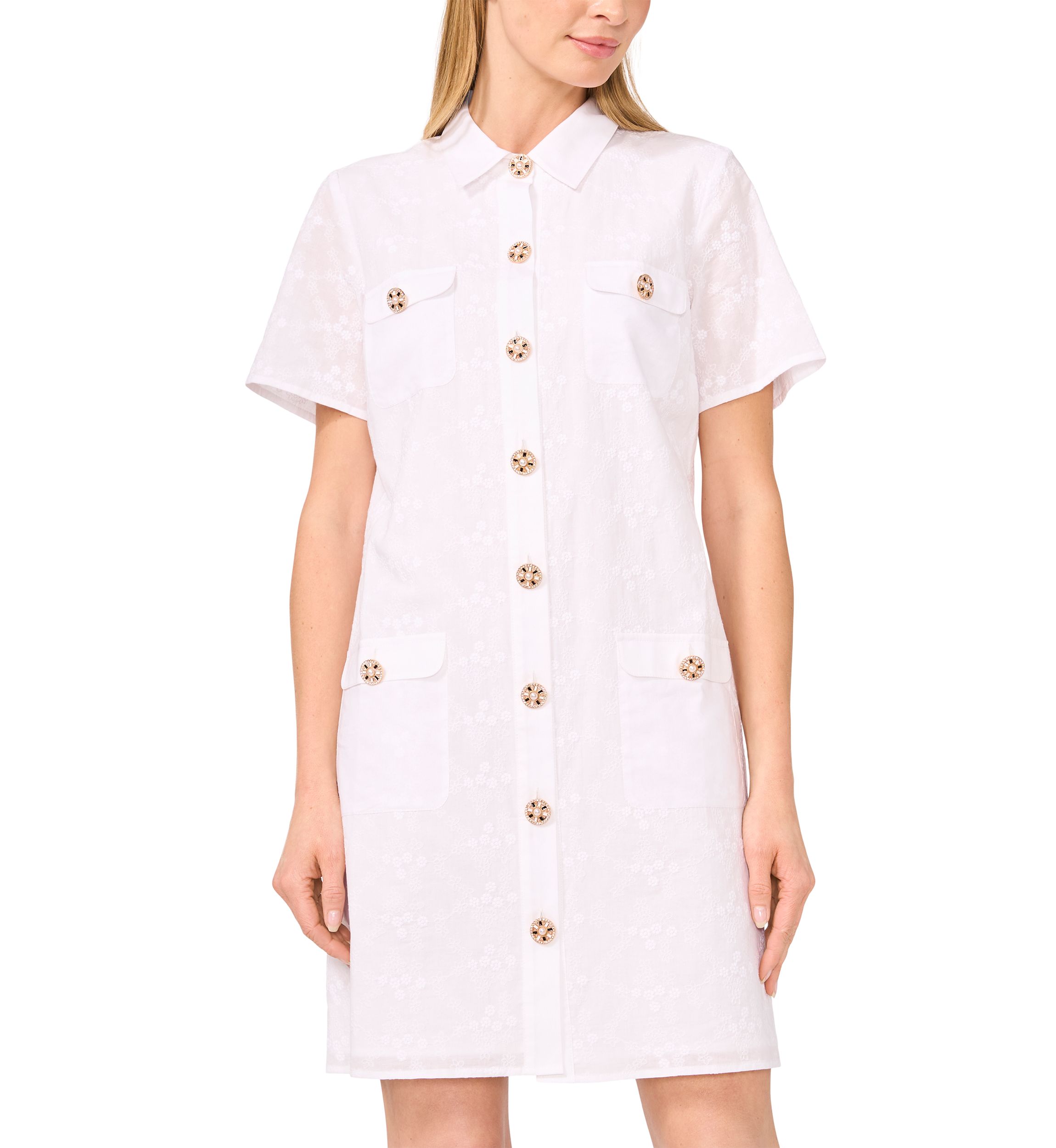 Womens Eyelet Trim Dress