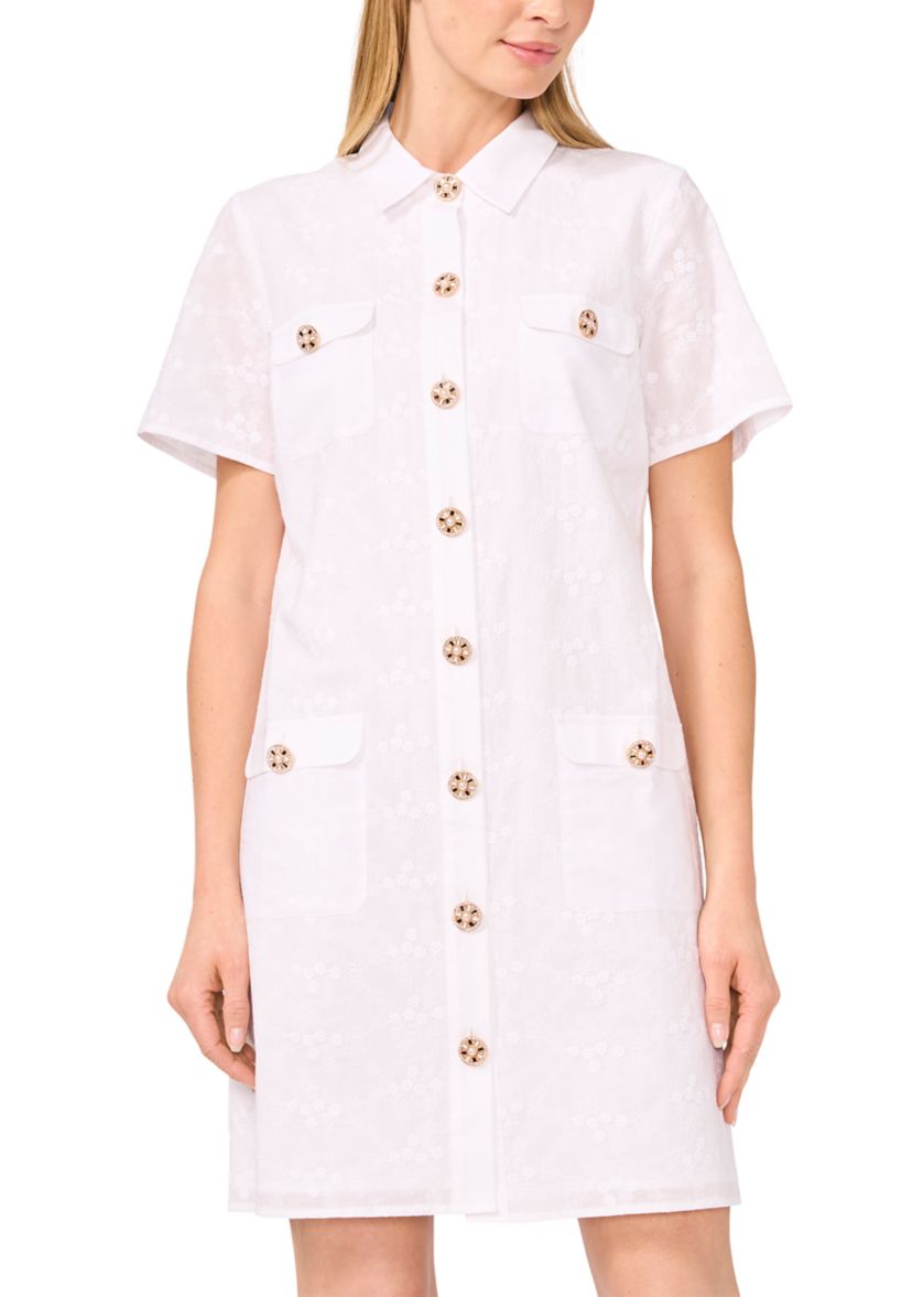 Womens Eyelet Trim Dress