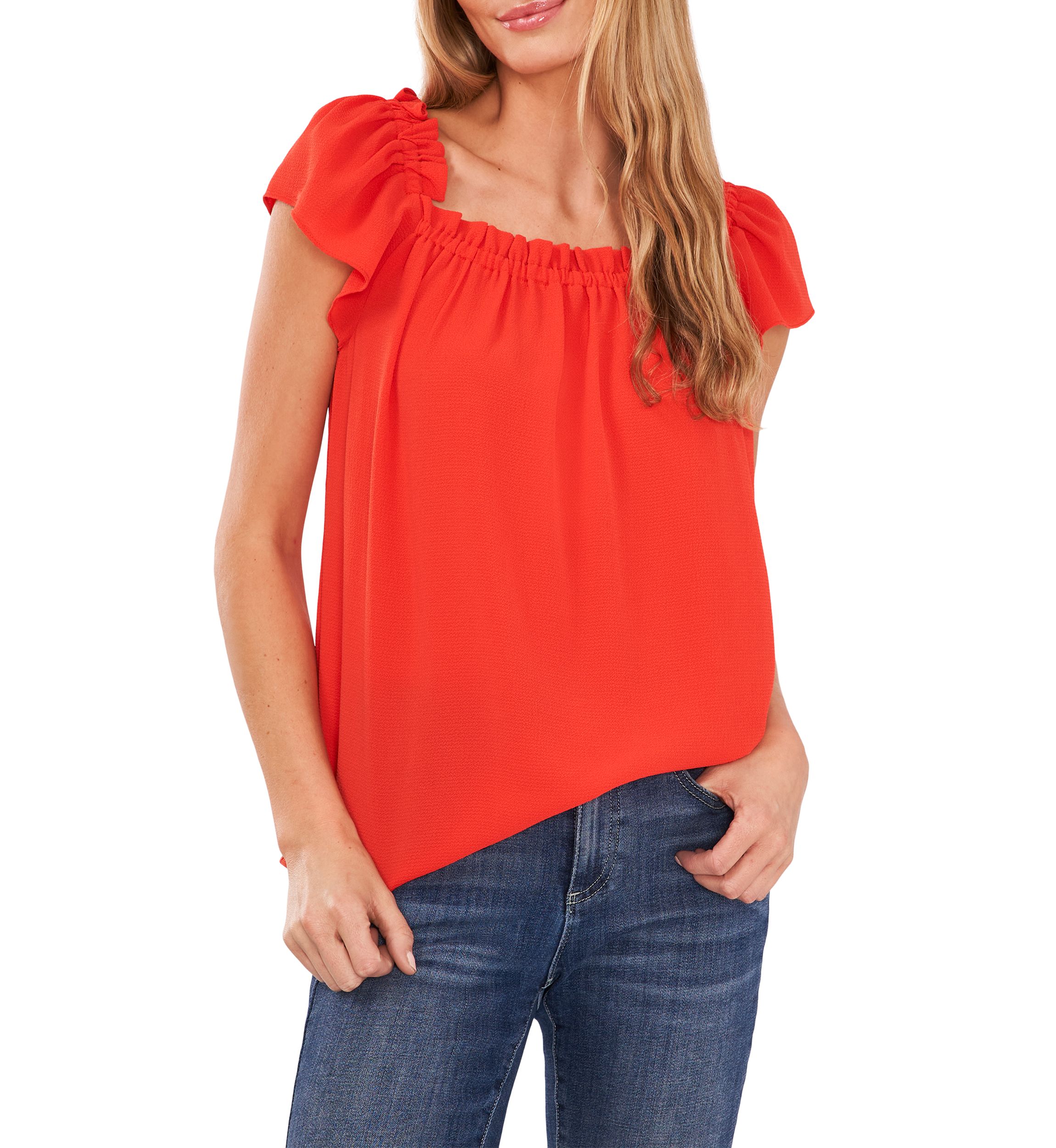 Short Sleeve Square Neck Blouse