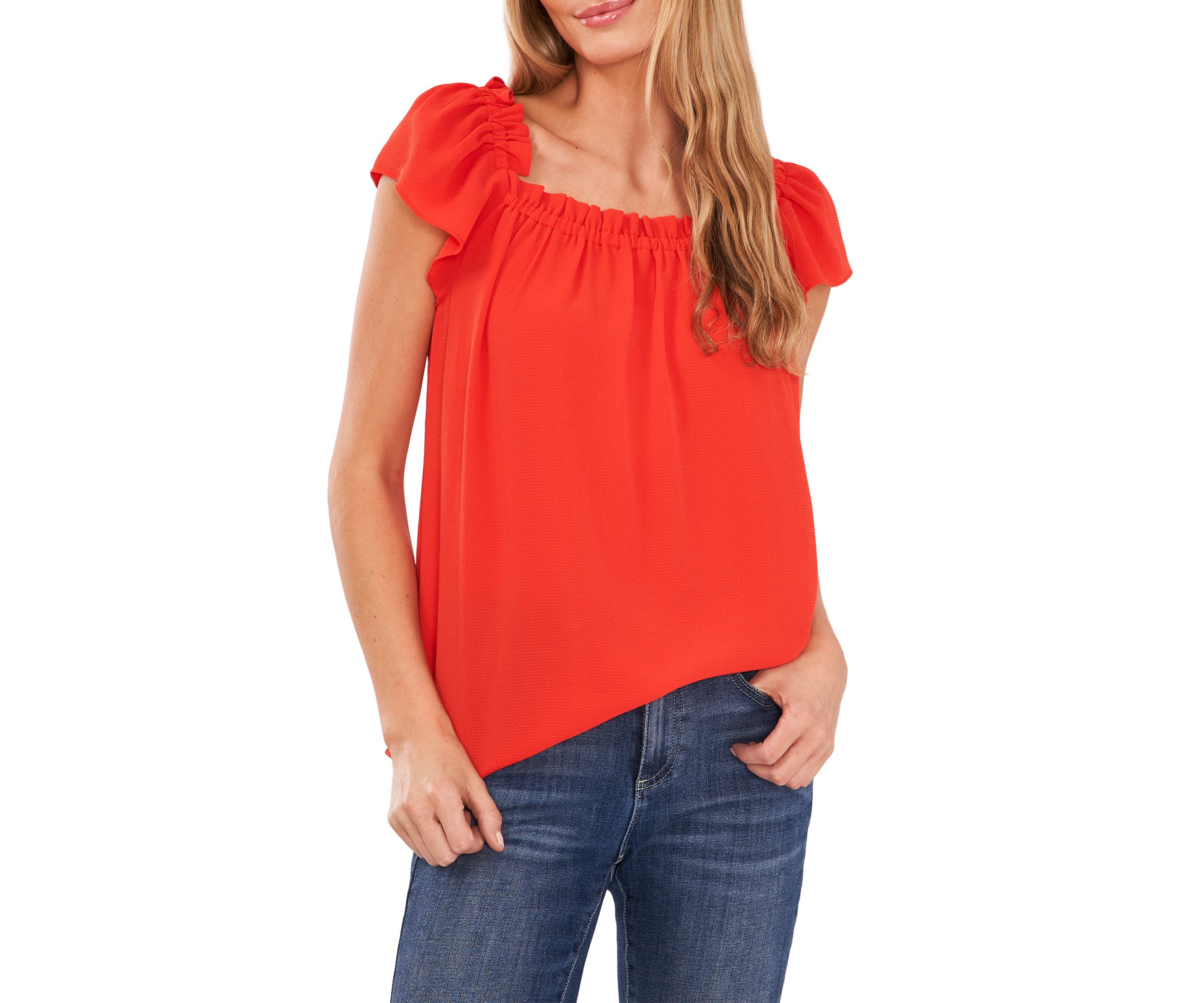 Short Sleeve Square Neck Blouse