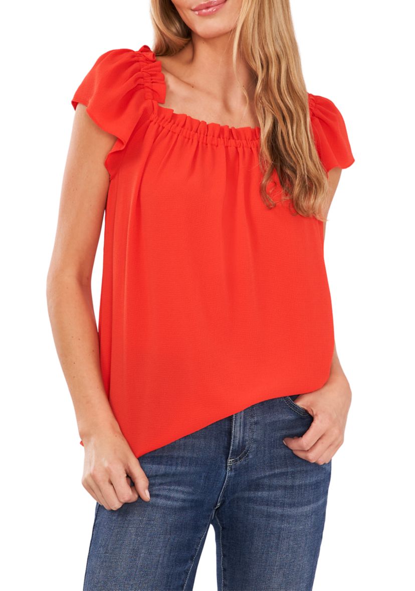 Short Sleeve Square Neck Blouse