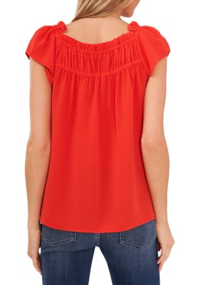 Short Sleeve Square Neck Blouse