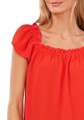 Short Sleeve Square Neck Blouse