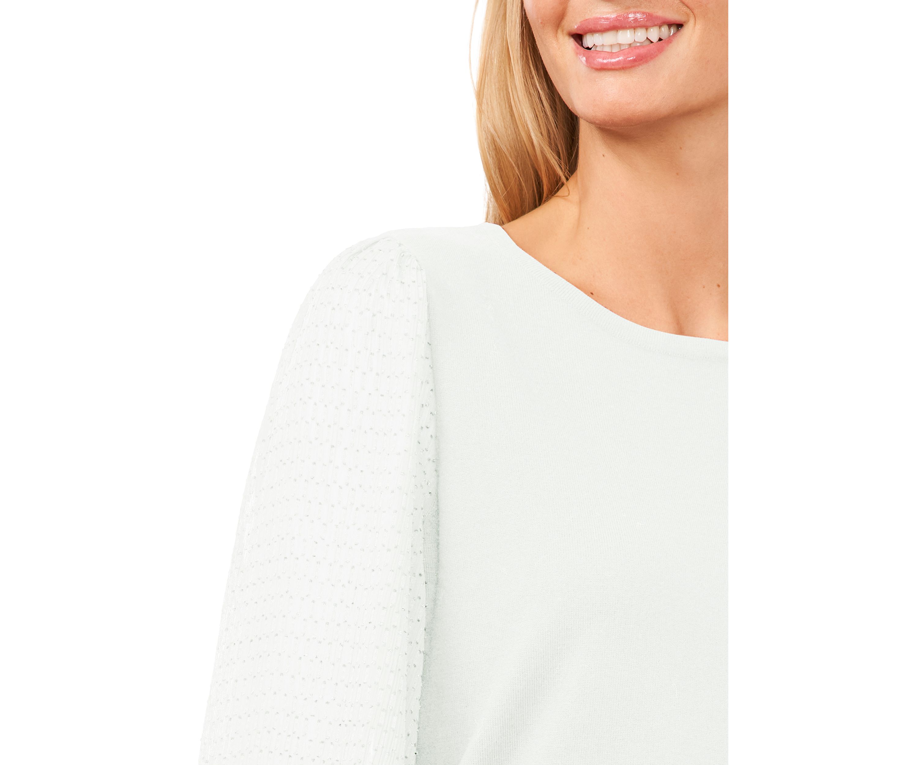 Womens Long Sleeve Crew Neck Chiffon Sweater