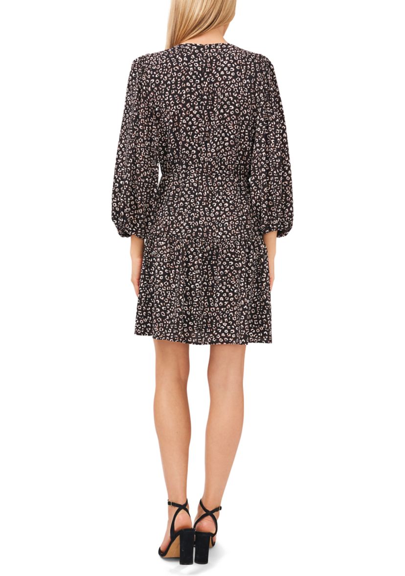 Womens Ruffled Leopard Printed Dress