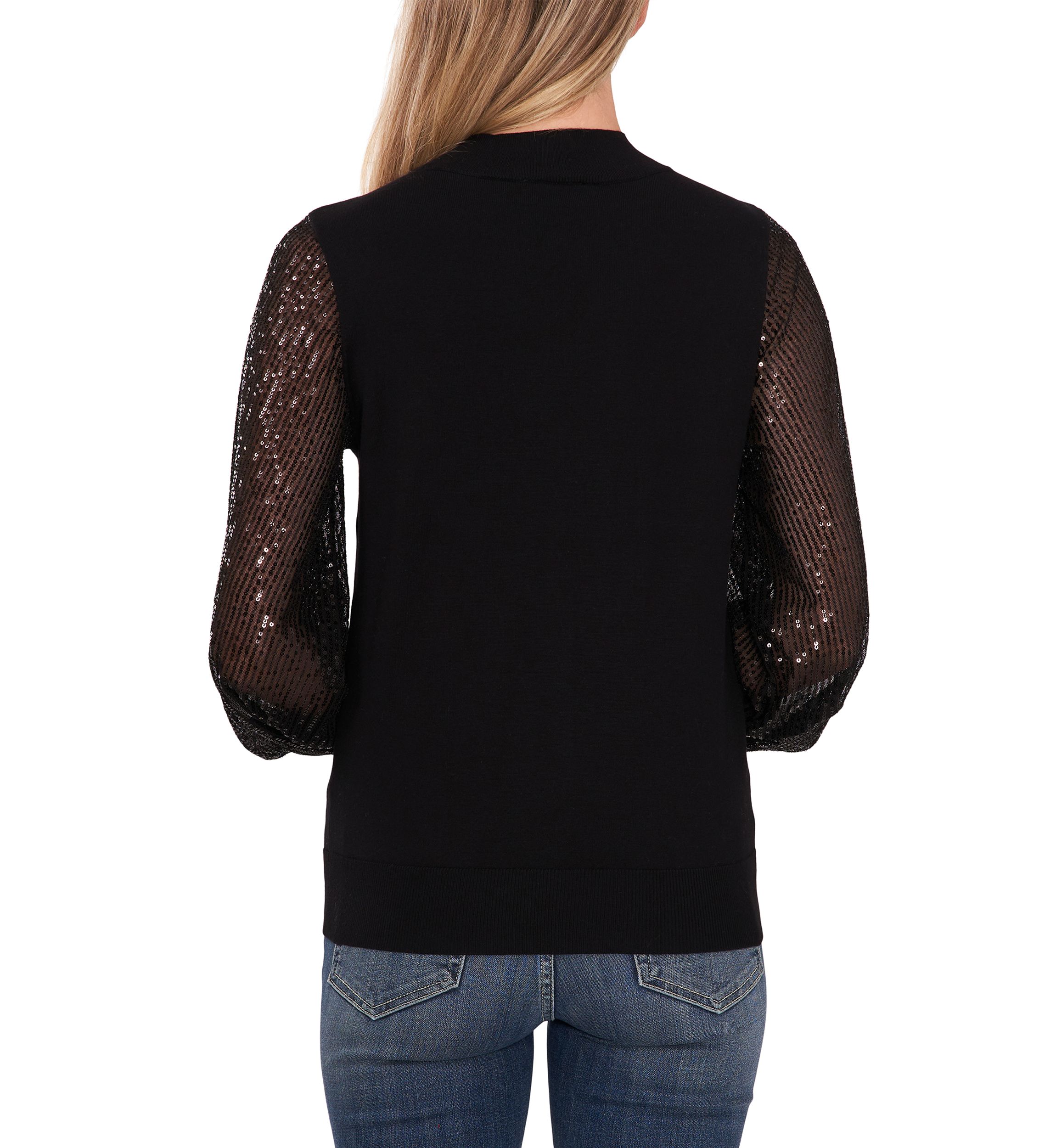 Womens Sequin Sleeve Sweater