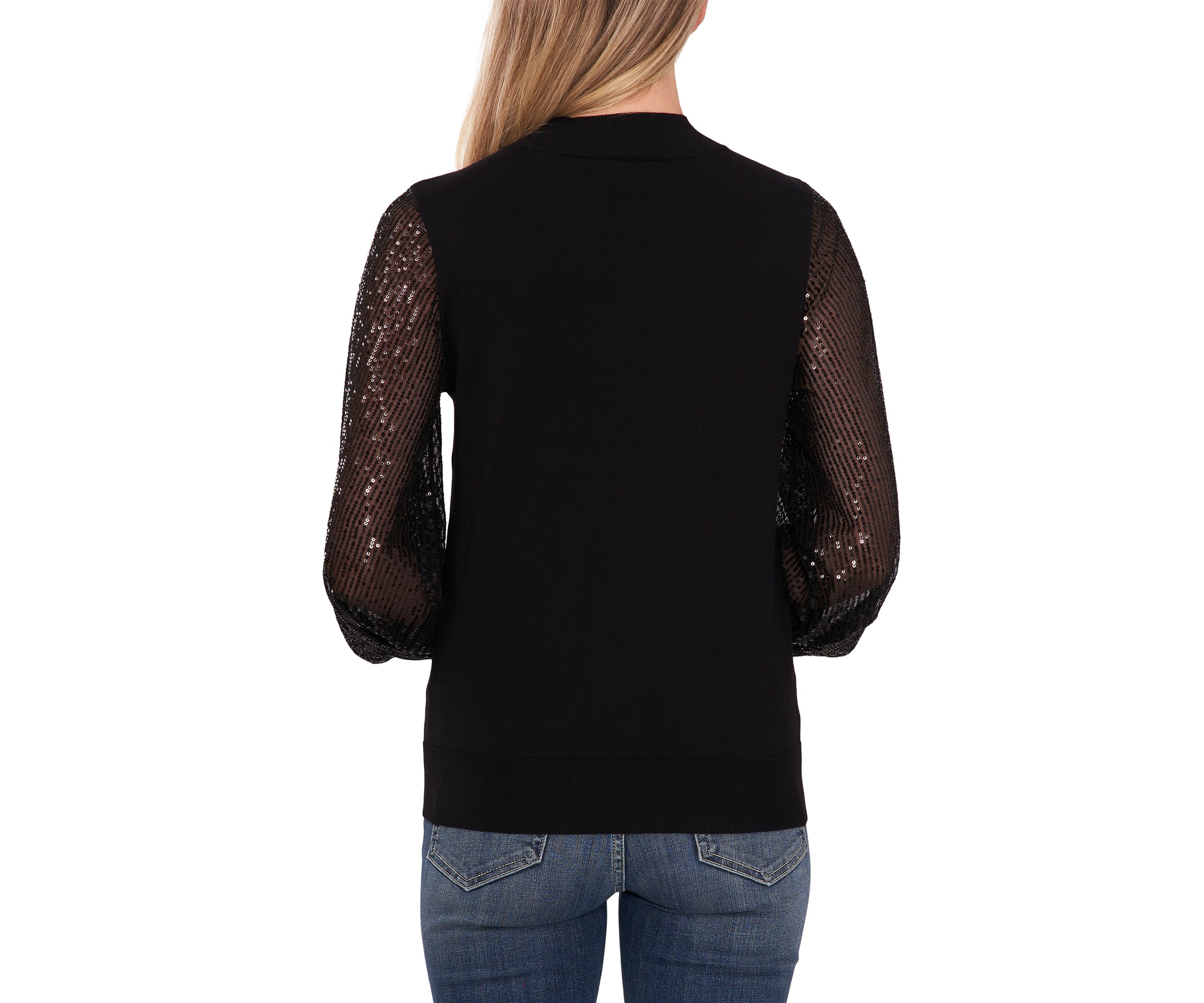Womens Sequin Sleeve Sweater