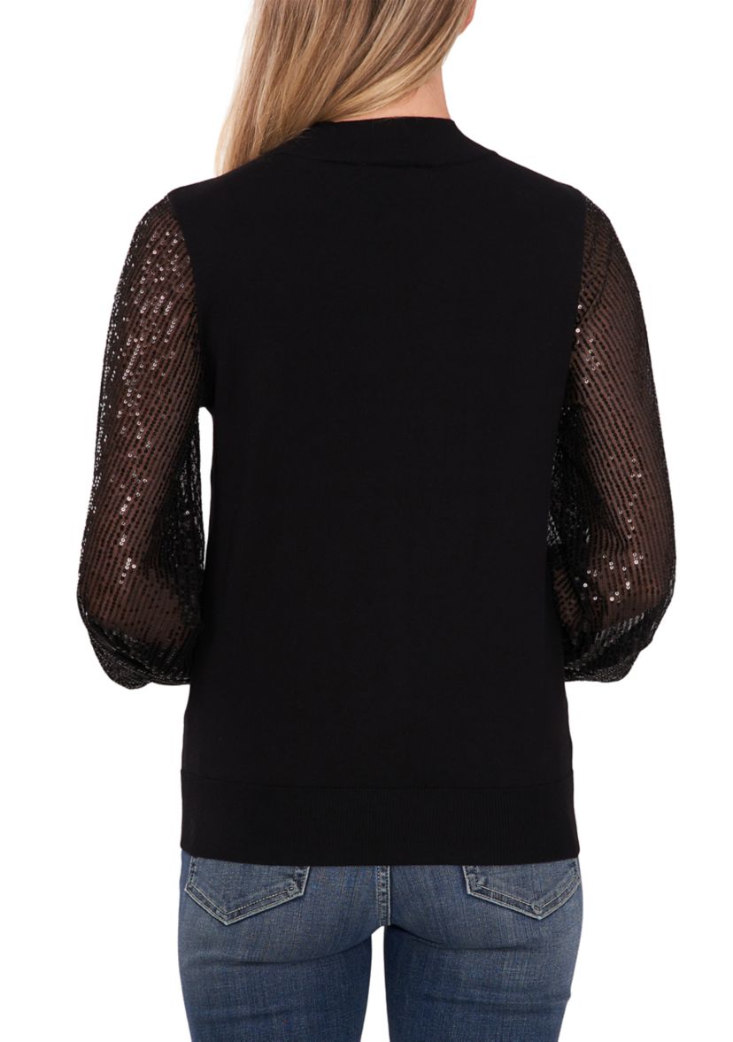 Womens Sequin Sleeve Sweater