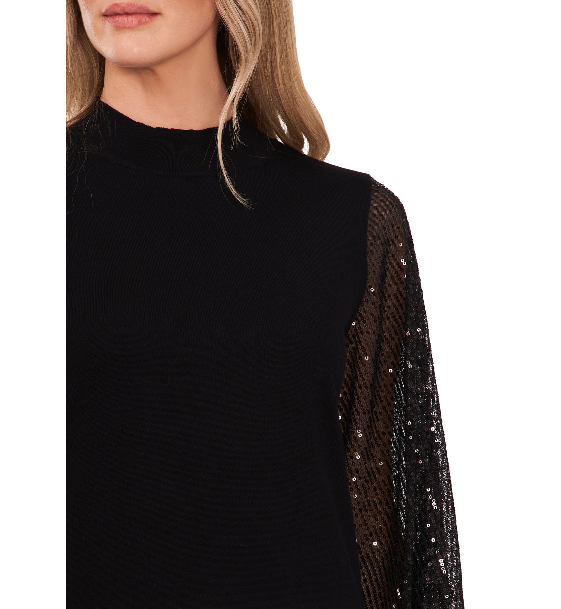 Womens Sequin Sleeve Sweater