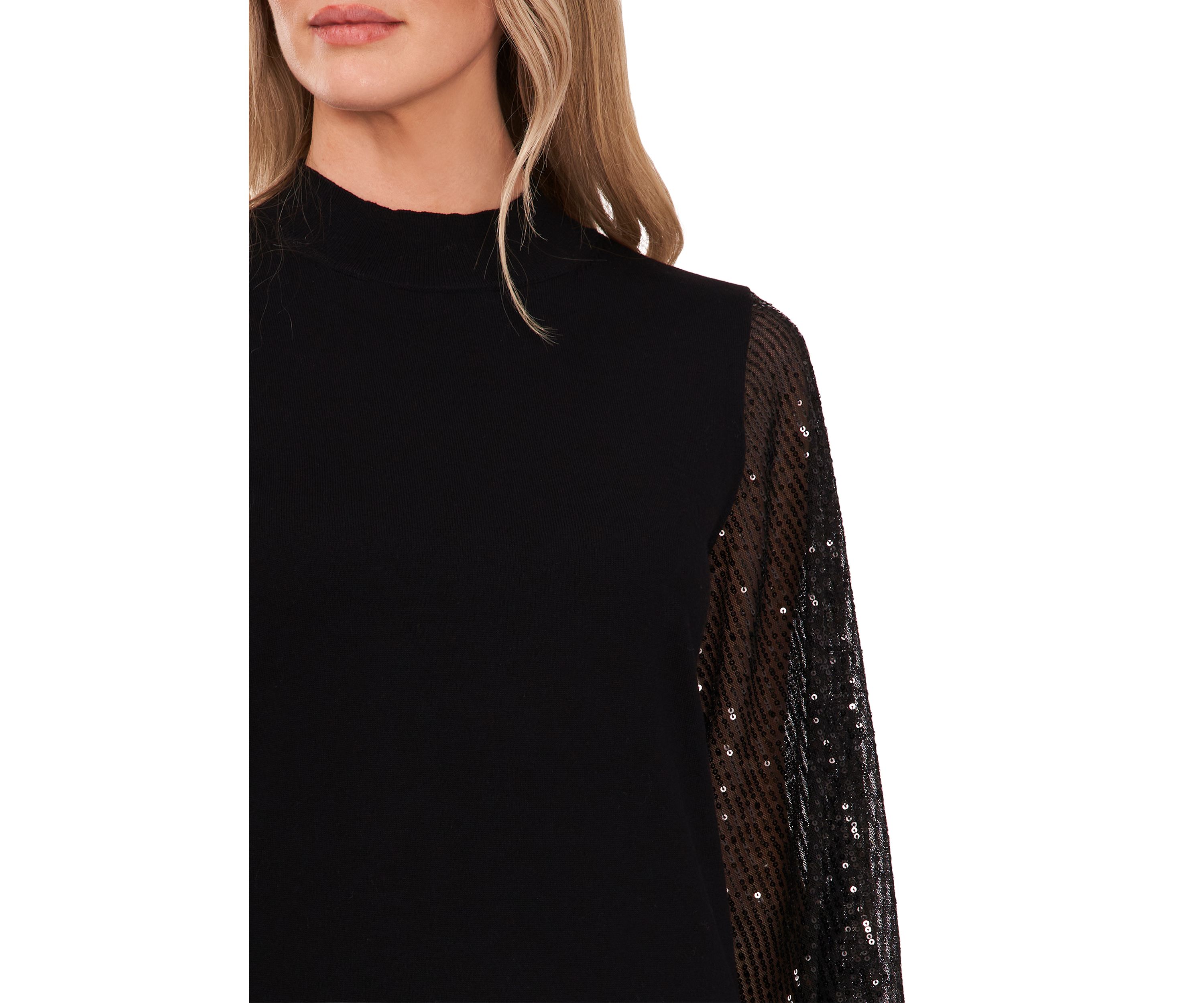 Womens Sequin Sleeve Sweater
