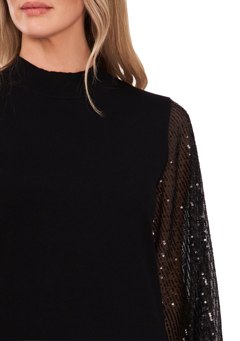 Womens Sequin Sleeve Sweater