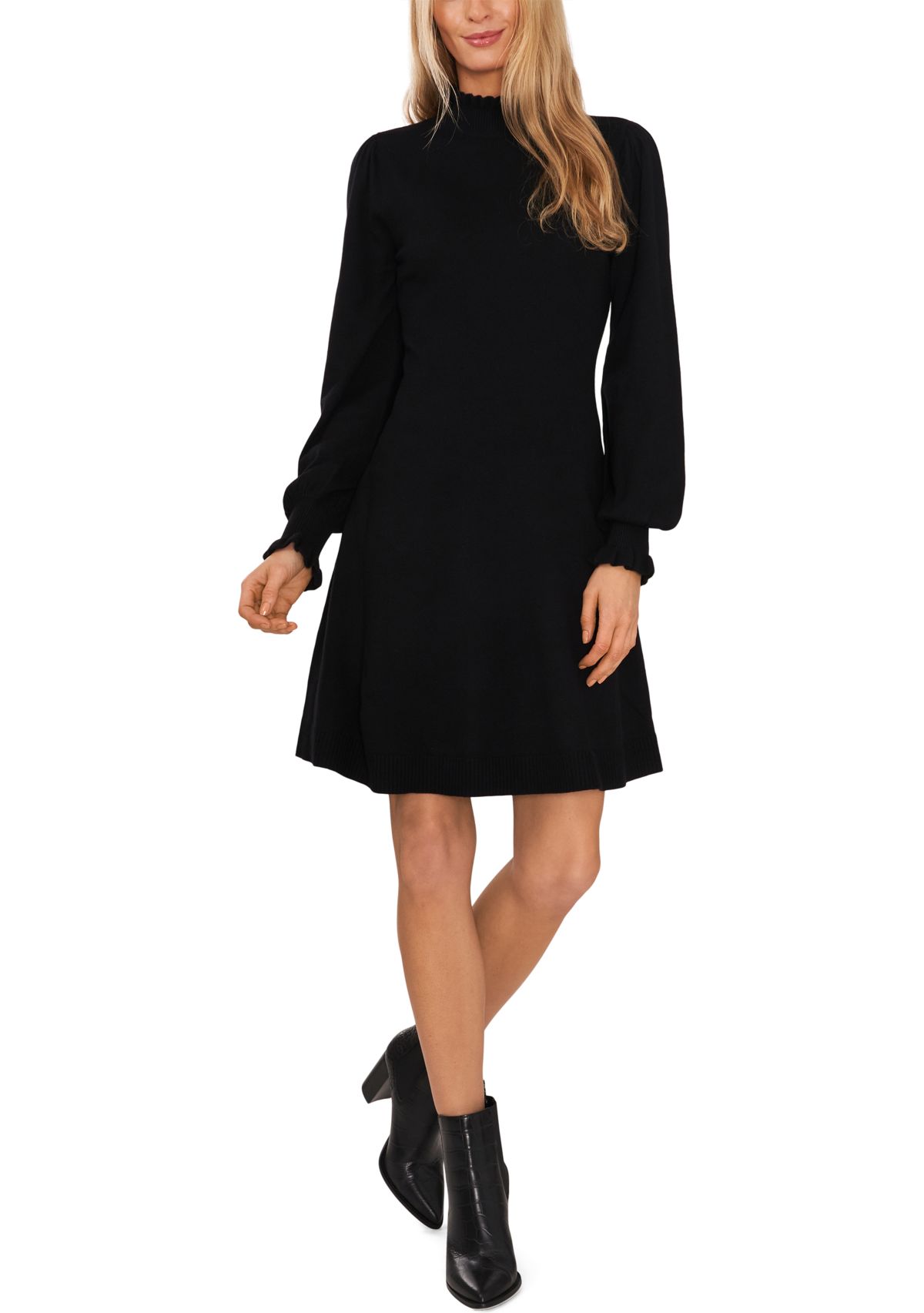 Womens Ruffle Neck Sweater Dress