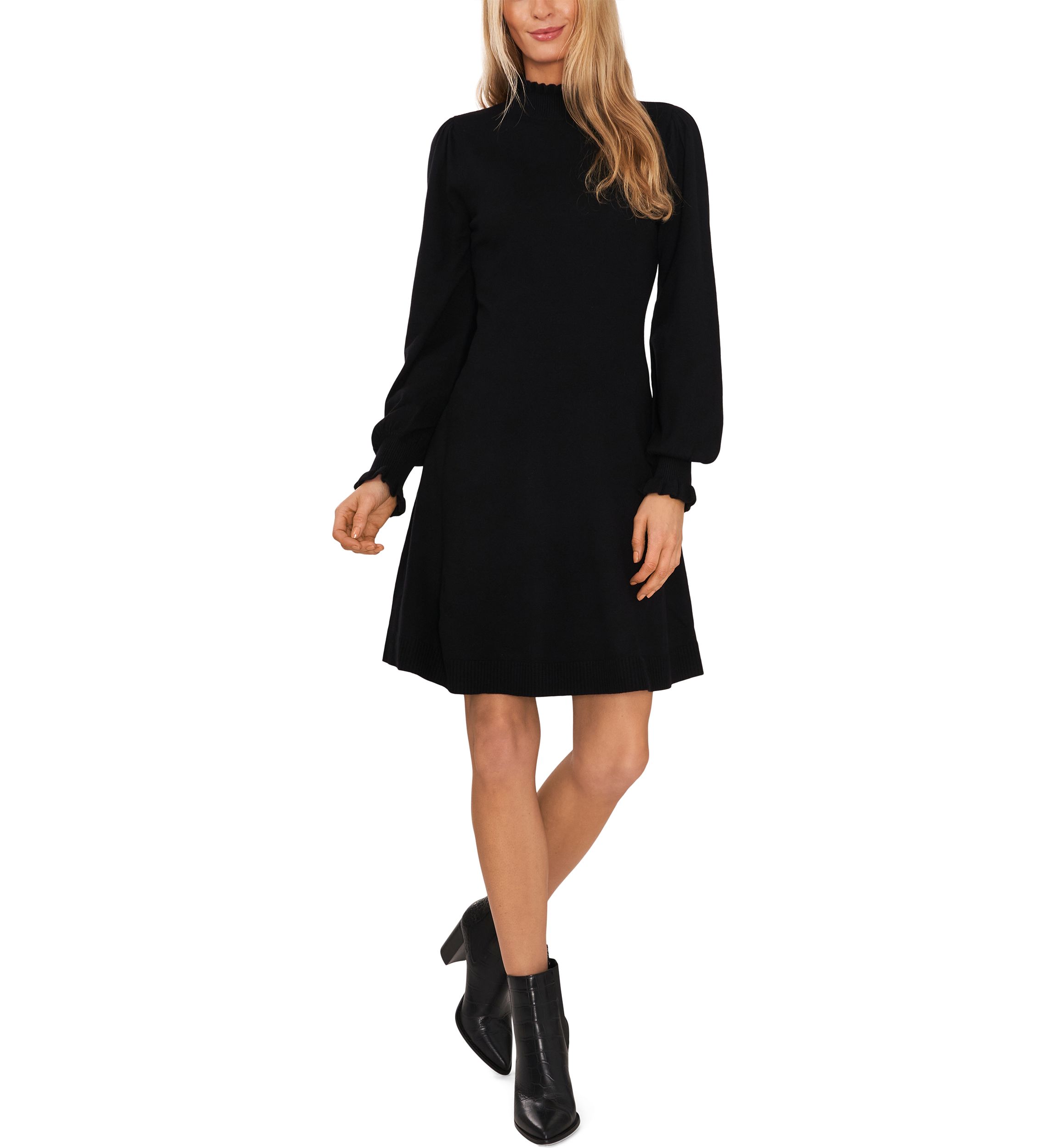 Womens Ruffle Neck Sweater Dress