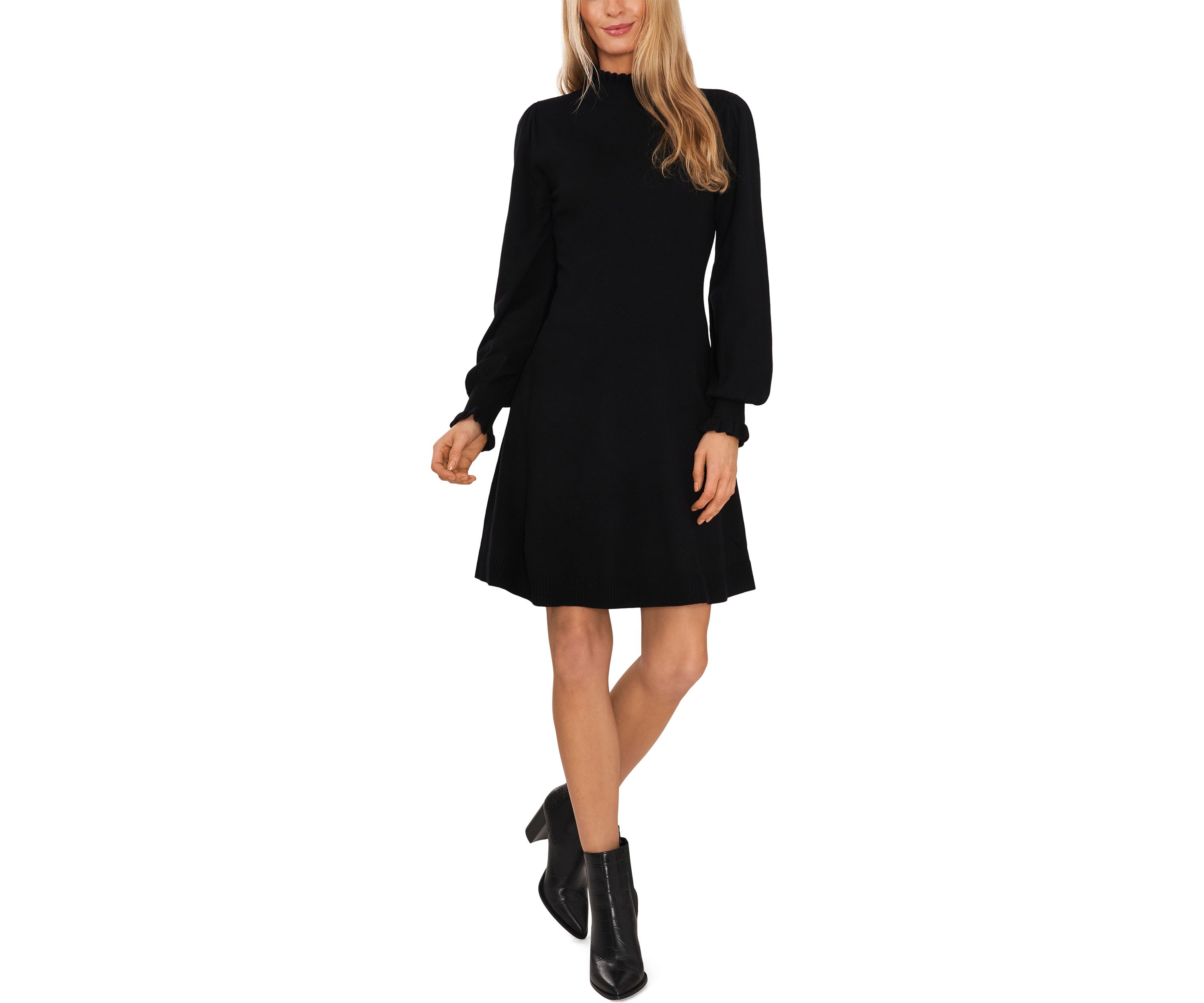 Womens Ruffle Neck Sweater Dress