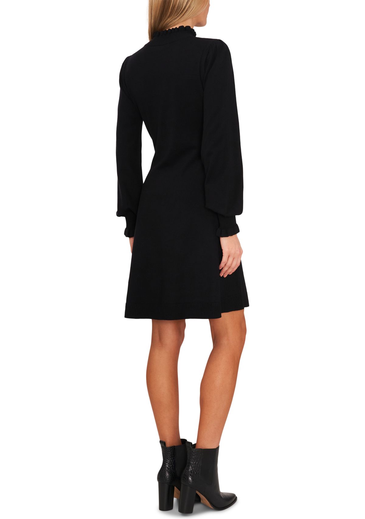 Womens Ruffle Neck Sweater Dress