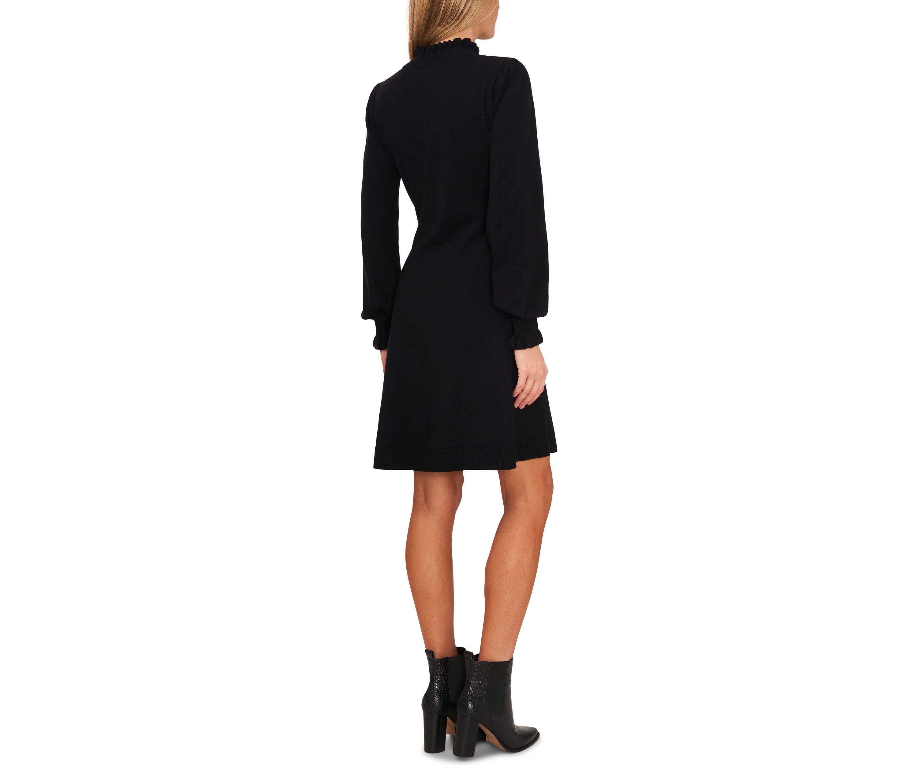 Womens Ruffle Neck Sweater Dress