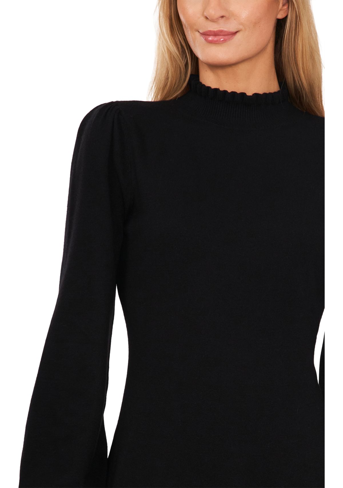Womens Ruffle Neck Sweater Dress