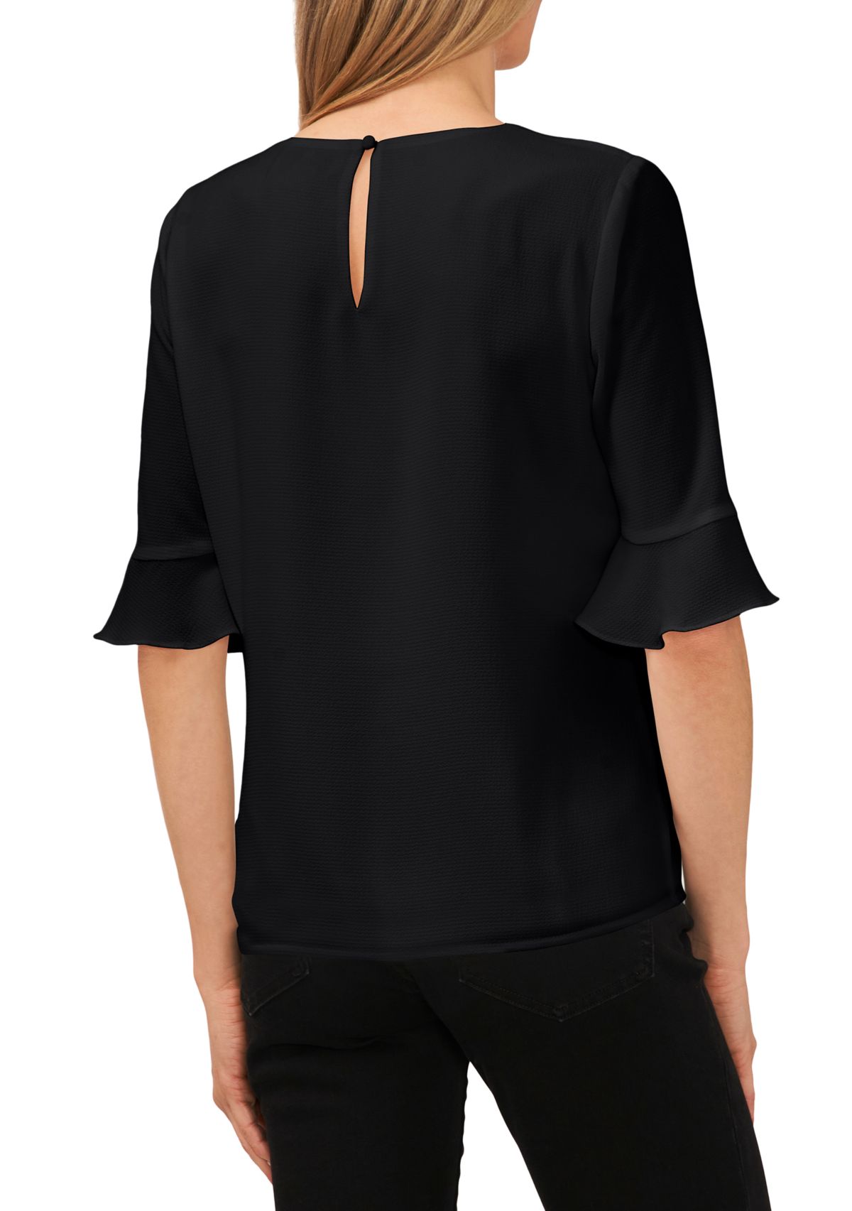 Womens Ruffle Crew Neck Blouse