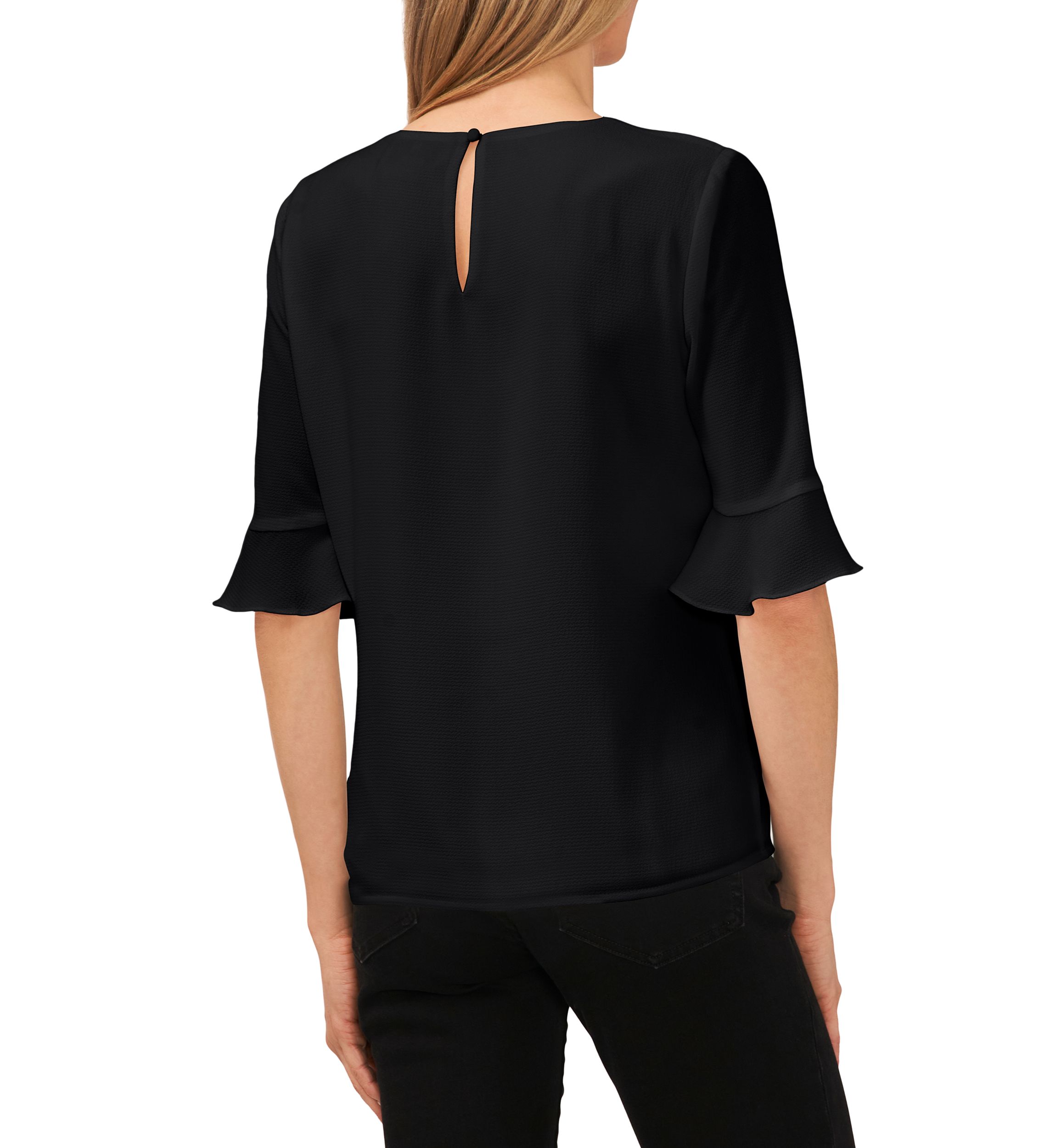 Womens Ruffle Crew Neck Blouse