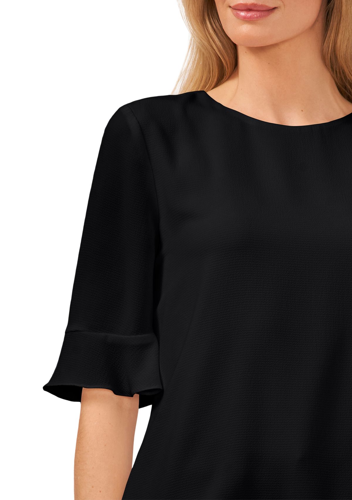 Womens Ruffle Crew Neck Blouse