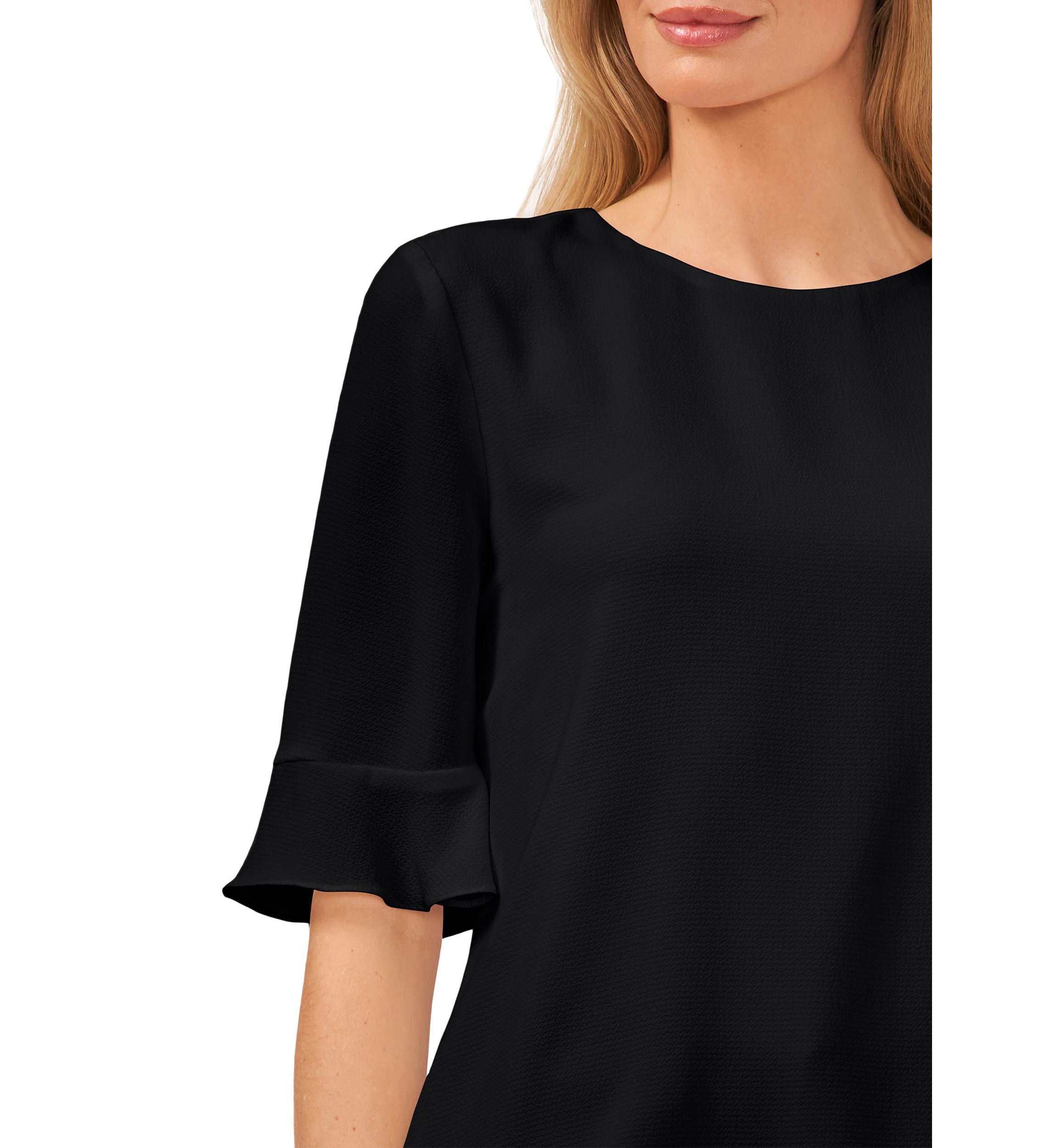 Womens Ruffle Crew Neck Blouse