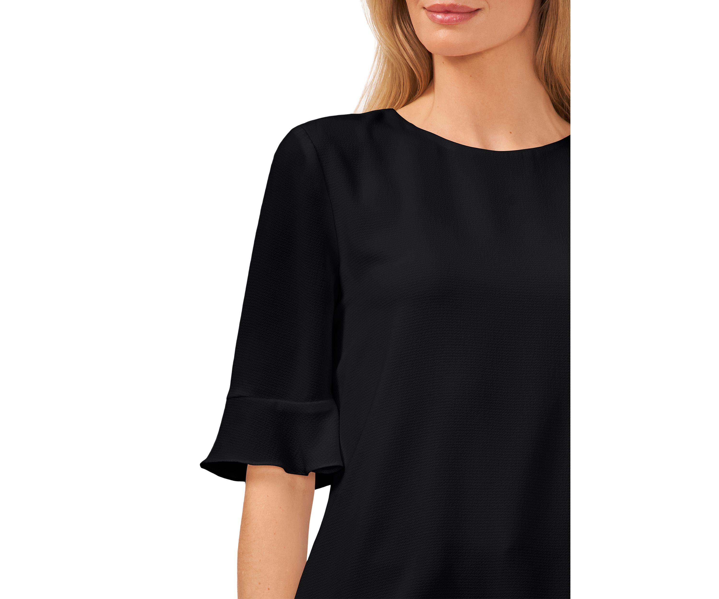 Womens Ruffle Crew Neck Blouse