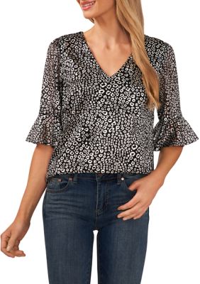 Women's V-Neck Blouse with Ruffles