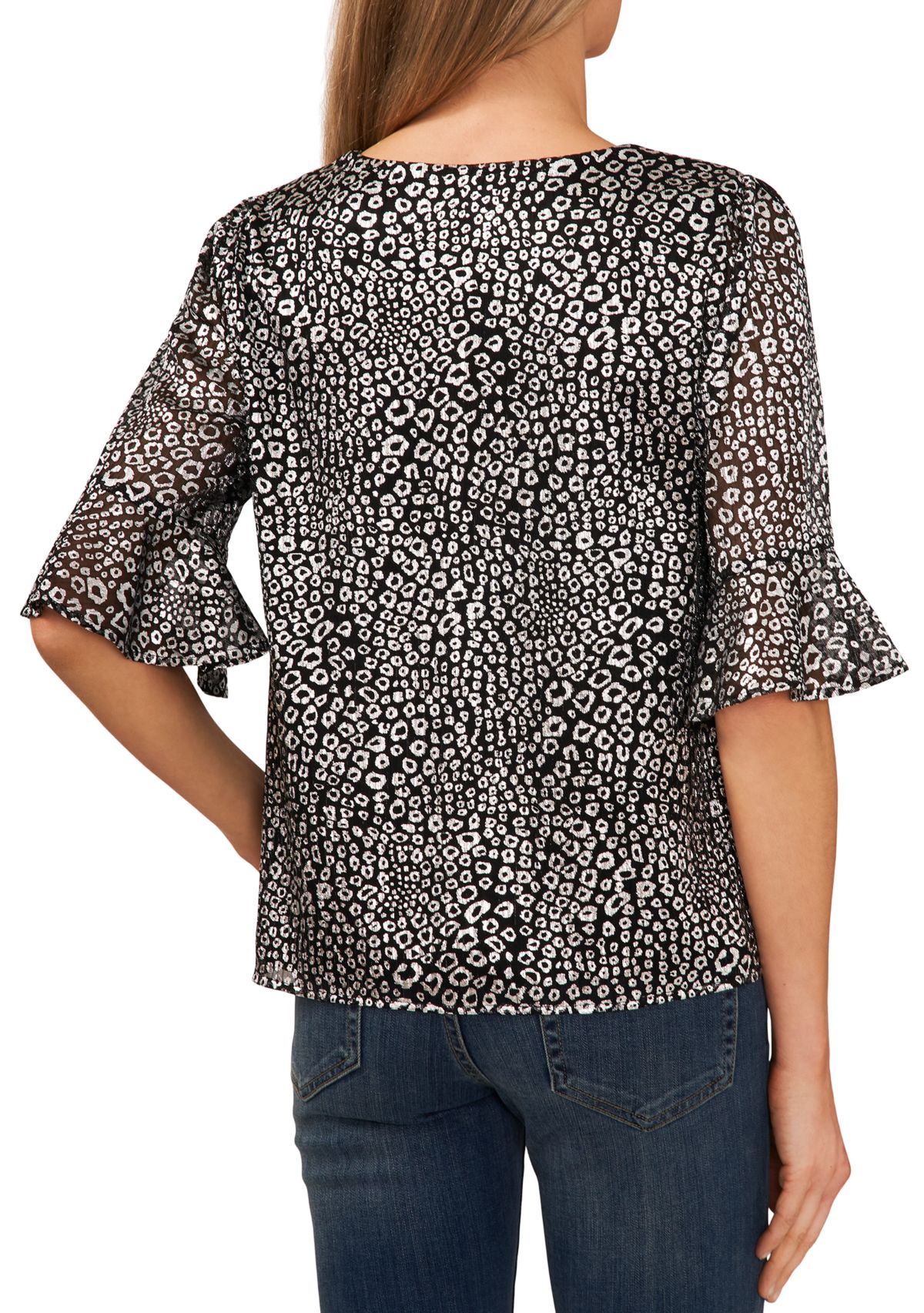 Womens V-Neck Blouse with Ruffles