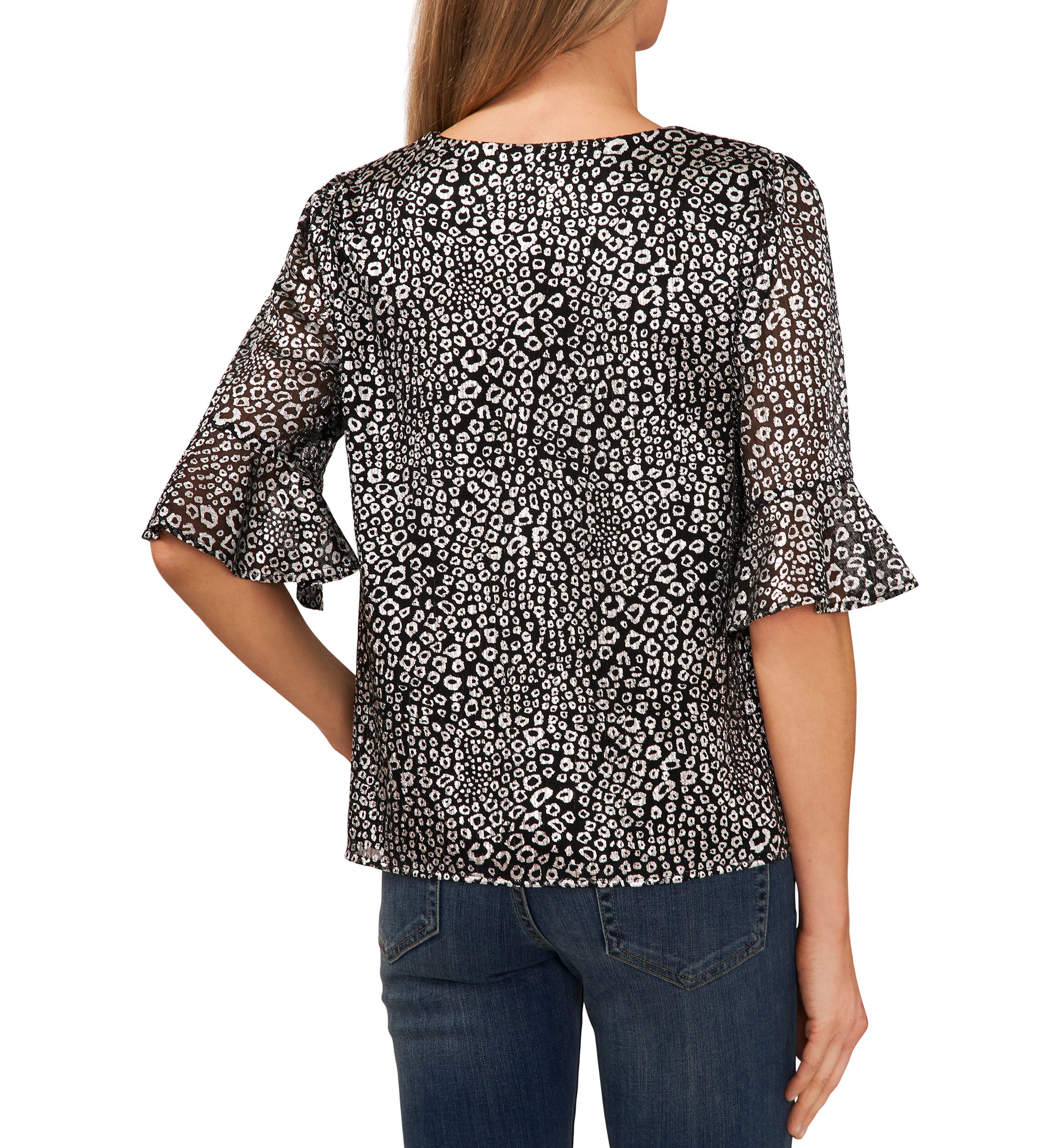 Womens V-Neck Blouse with Ruffles