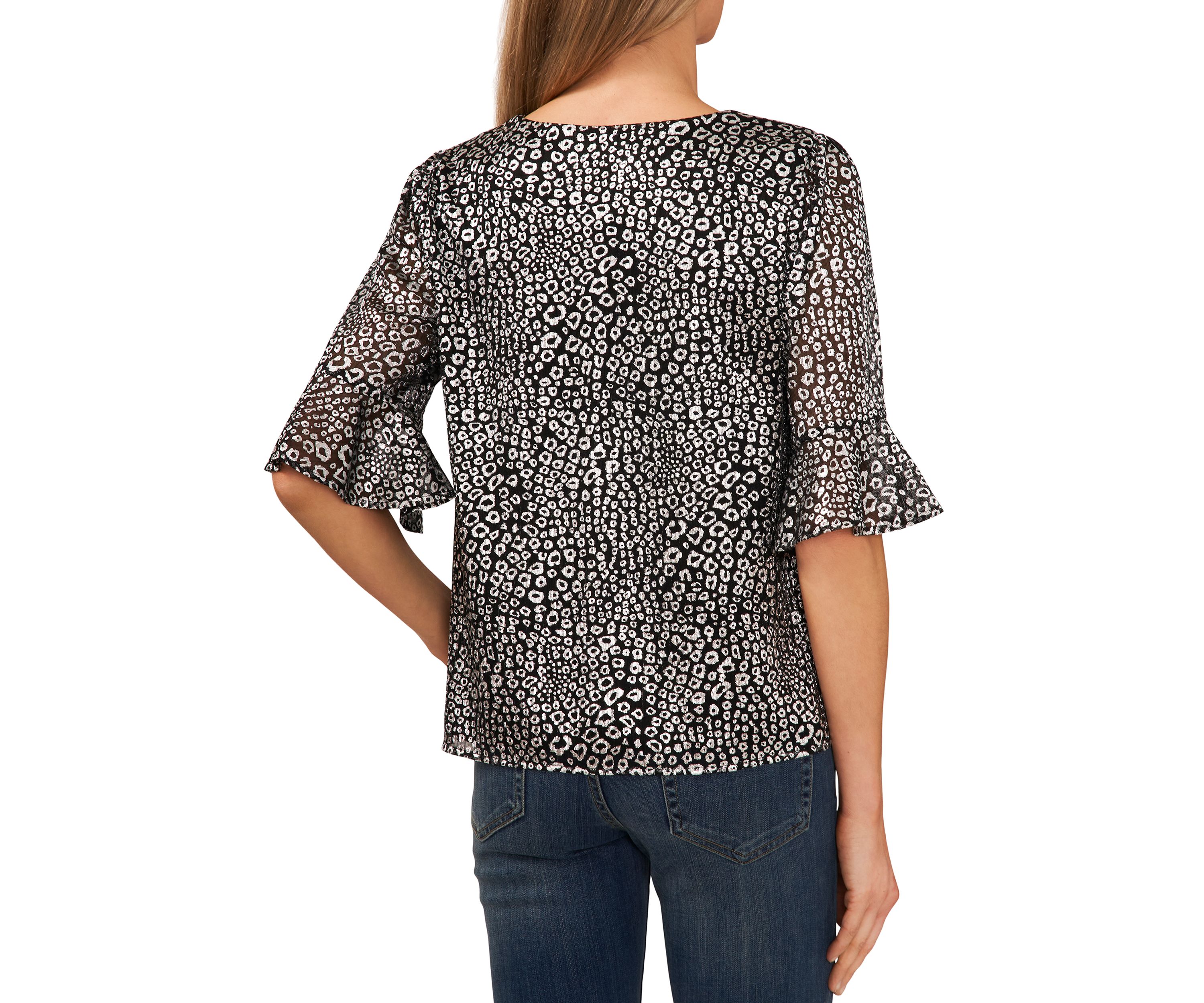 Womens V-Neck Blouse with Ruffles