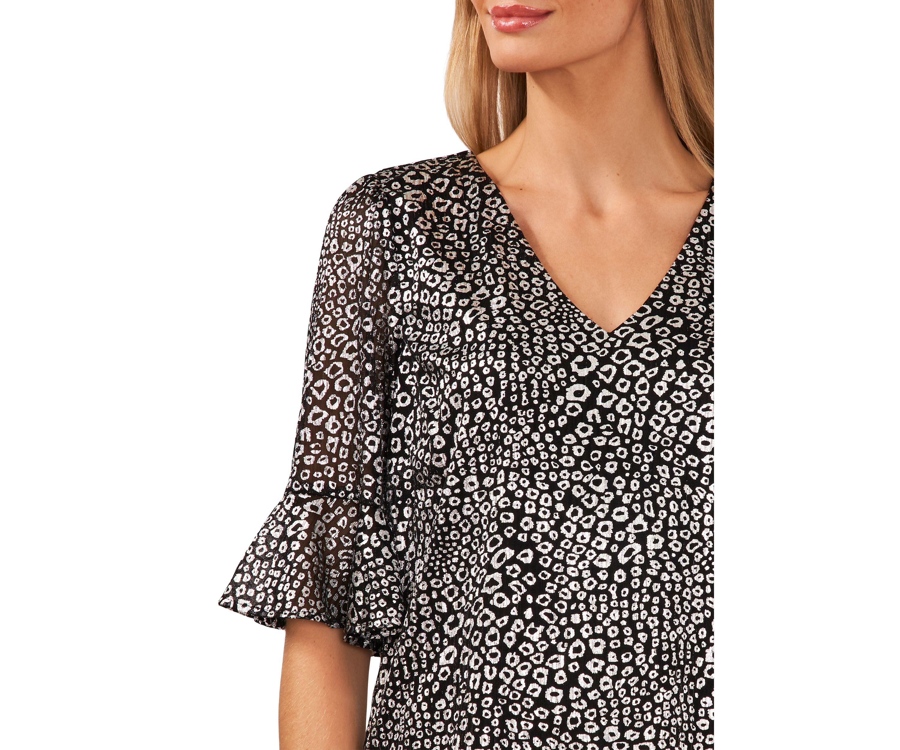 Womens V-Neck Blouse with Ruffles