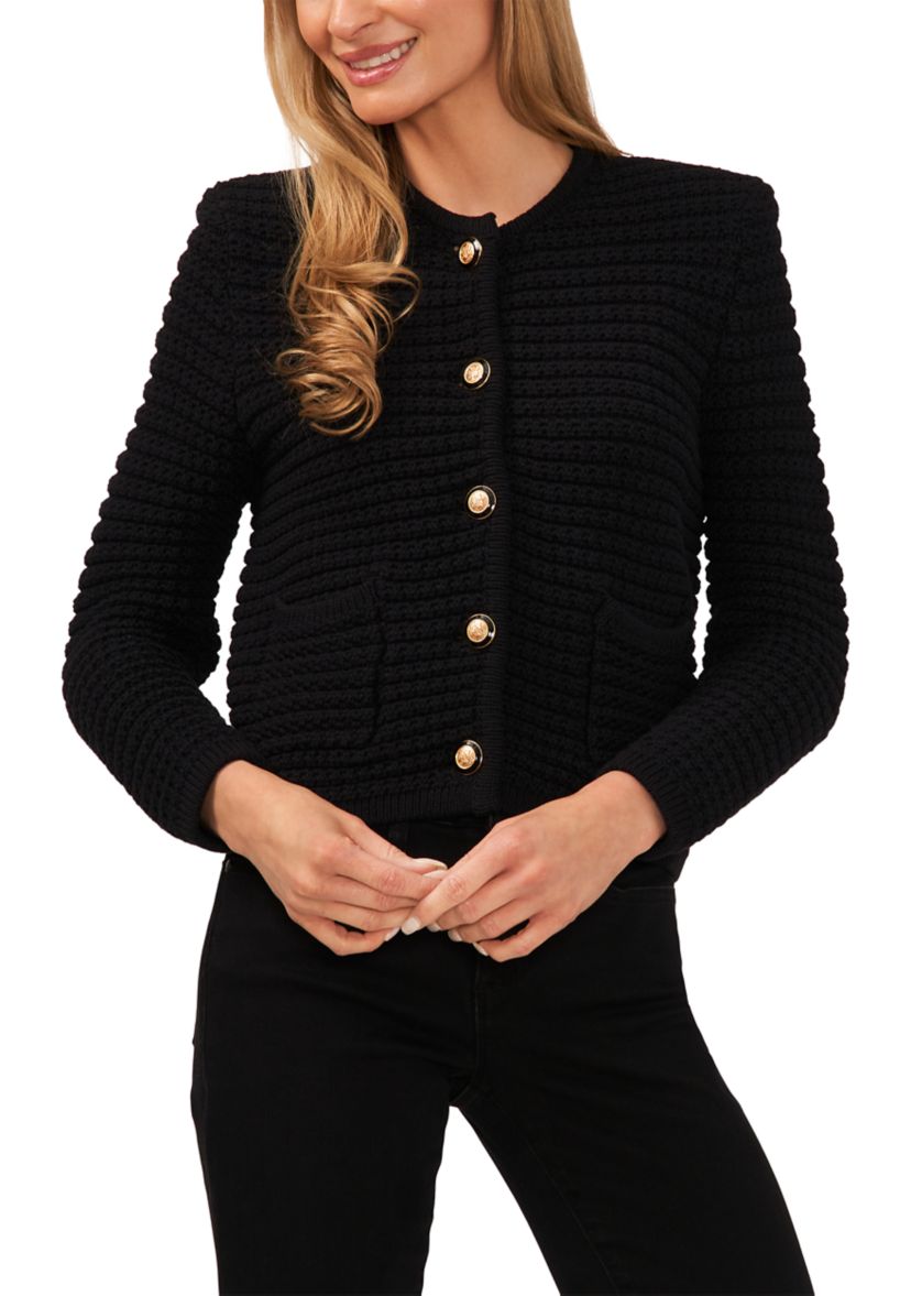 Womens Solid Button Front Lady Jacket